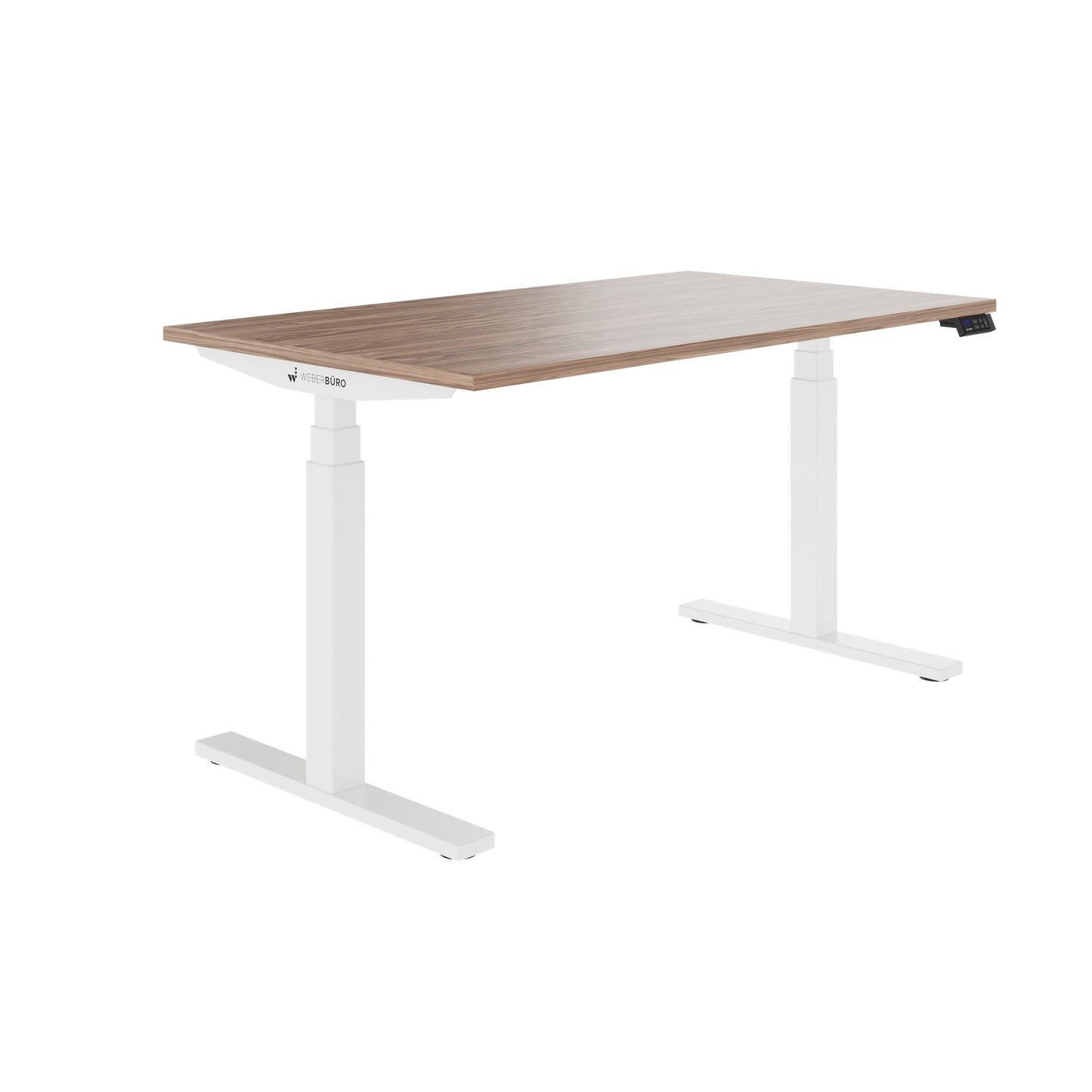 TELDRA Office, 2-Motoren-Schreibtisch | 1600 - 1800 x 800 mm, elektrisch höhenverstellbar, Echtholz-Furnier Nussbaum