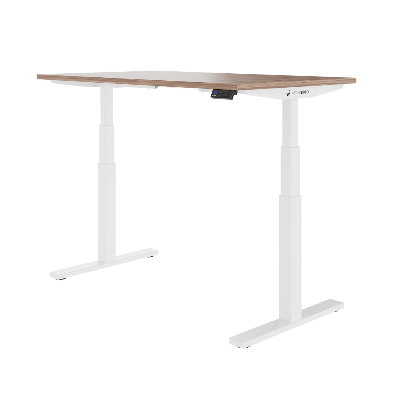 TELDRA Office, 2-Motoren-Schreibtisch | 1600 - 1800 x 800 mm, elektrisch höhenverstellbar, Echtholz-Furnier Nussbaum