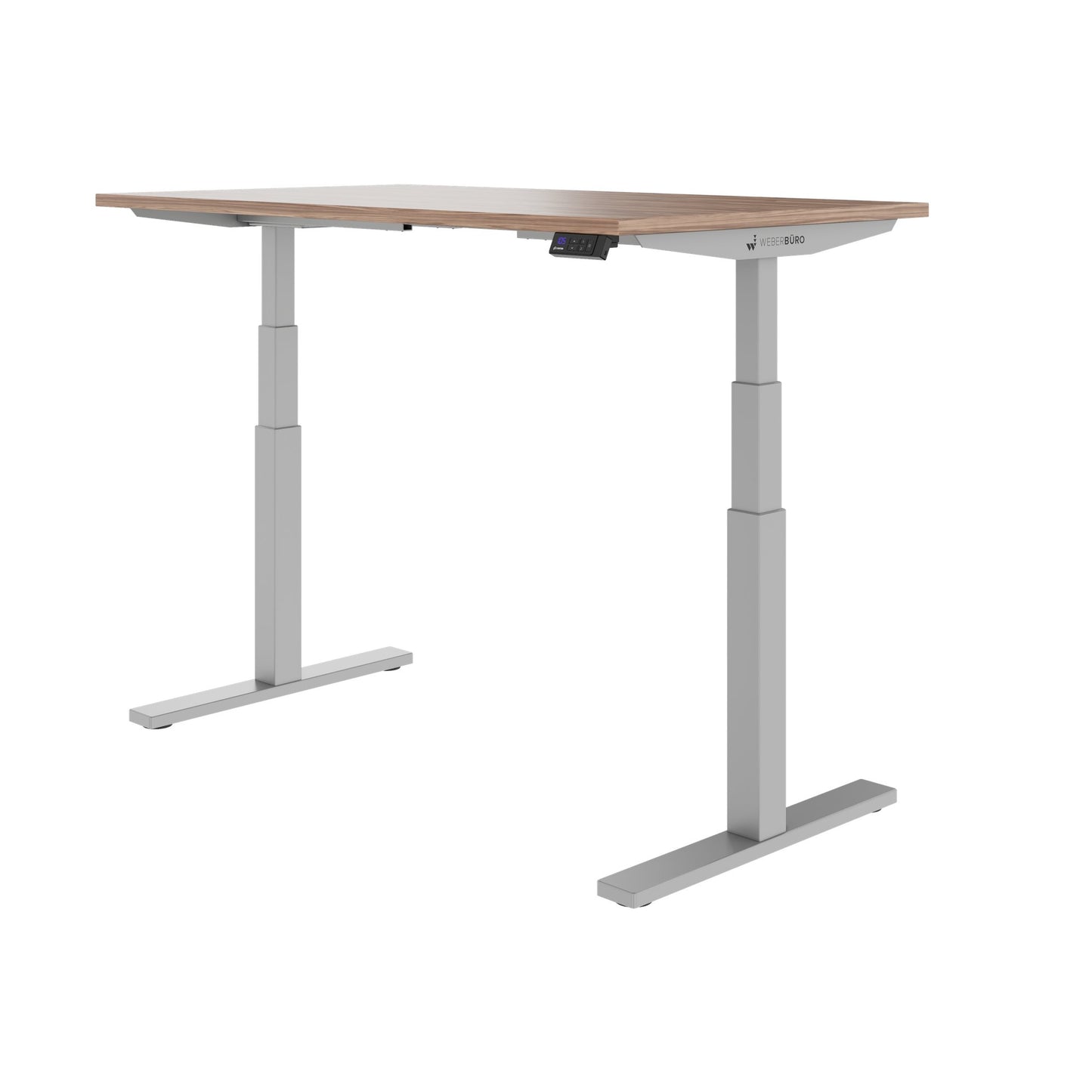 TELDRA Office, 2-Motoren-Schreibtisch | 1600 - 1800 x 800 mm, elektrisch höhenverstellbar, Echtholz-Furnier Nussbaum