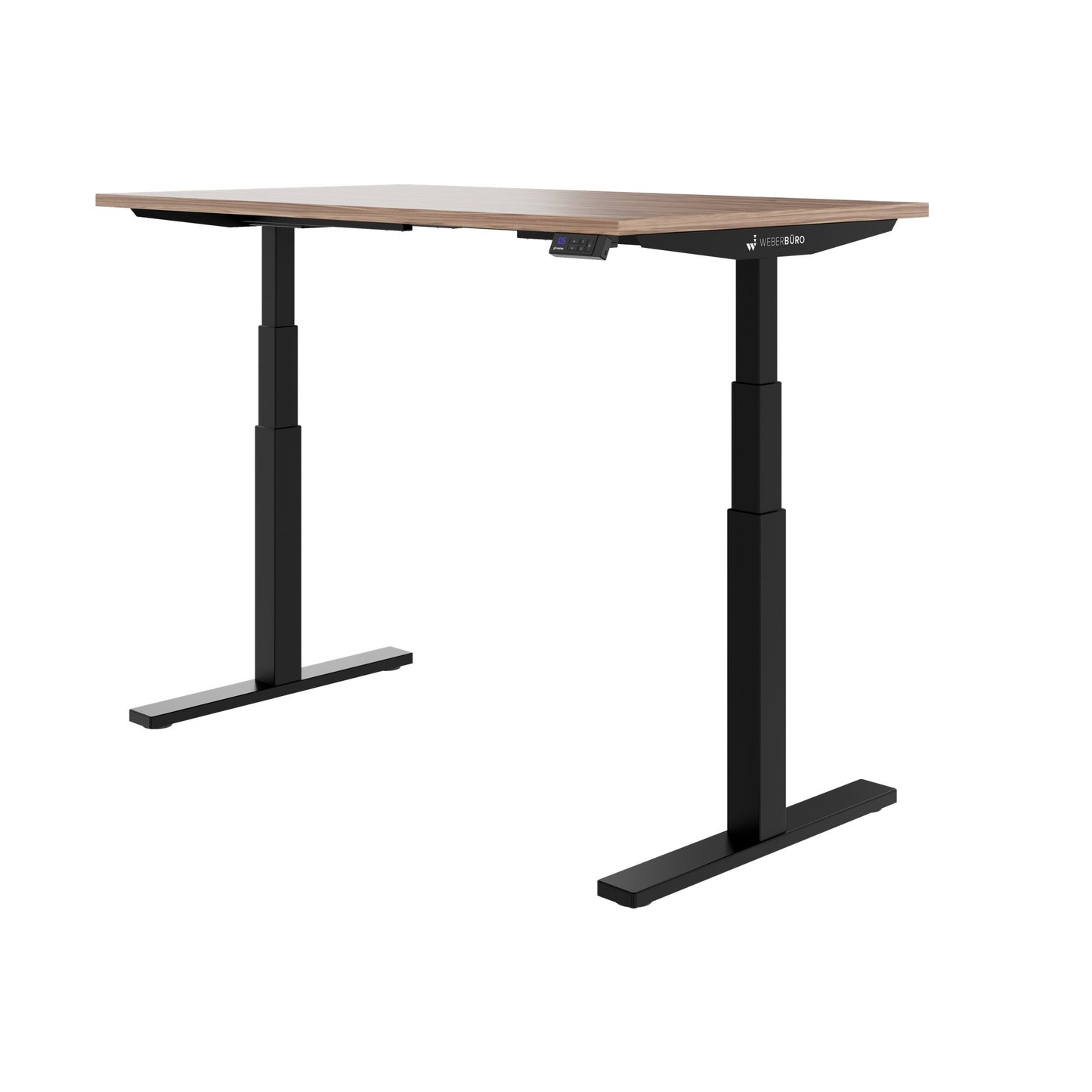 TELDRA Office, 2-Motoren-Schreibtisch | 1600 - 1800 x 800 mm, elektrisch höhenverstellbar, Echtholz-Furnier Nussbaum