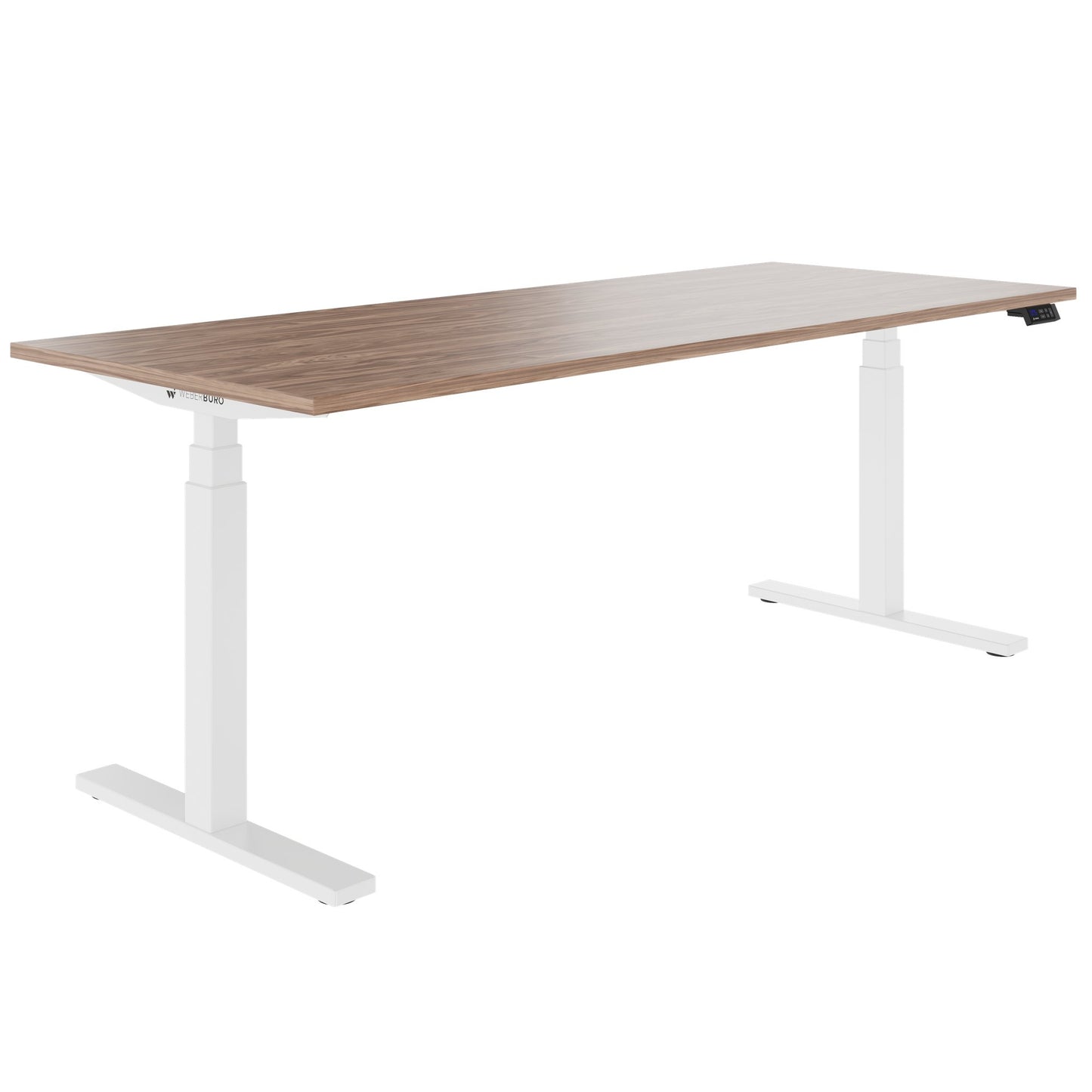 TELDRA Office, 2-Motoren-Schreibtisch | 1600 - 1800 x 800 mm, elektrisch höhenverstellbar, Echtholz-Furnier Nussbaum