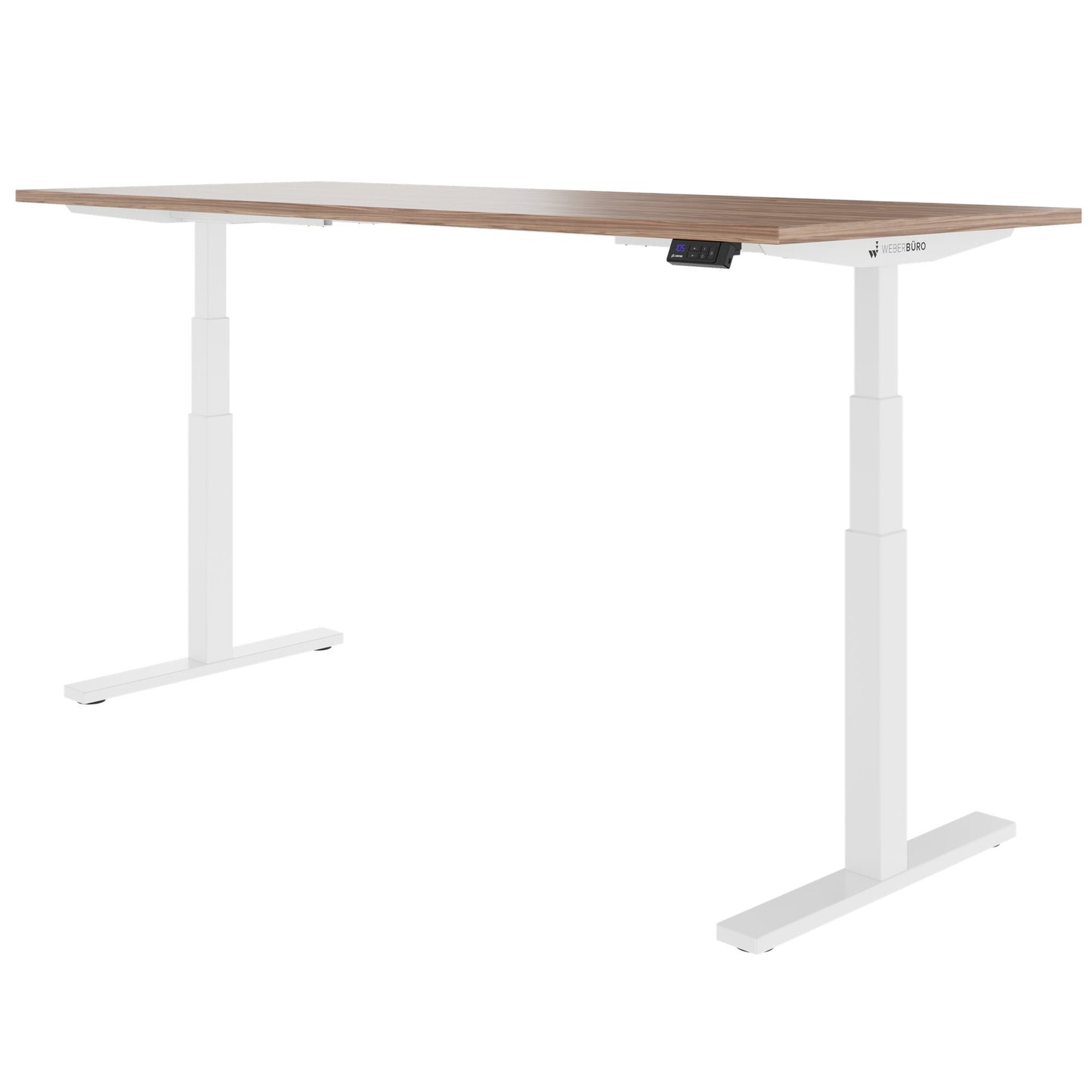 TELDRA Office, 2-Motoren-Schreibtisch | 1600 - 1800 x 800 mm, elektrisch höhenverstellbar, Echtholz-Furnier Nussbaum