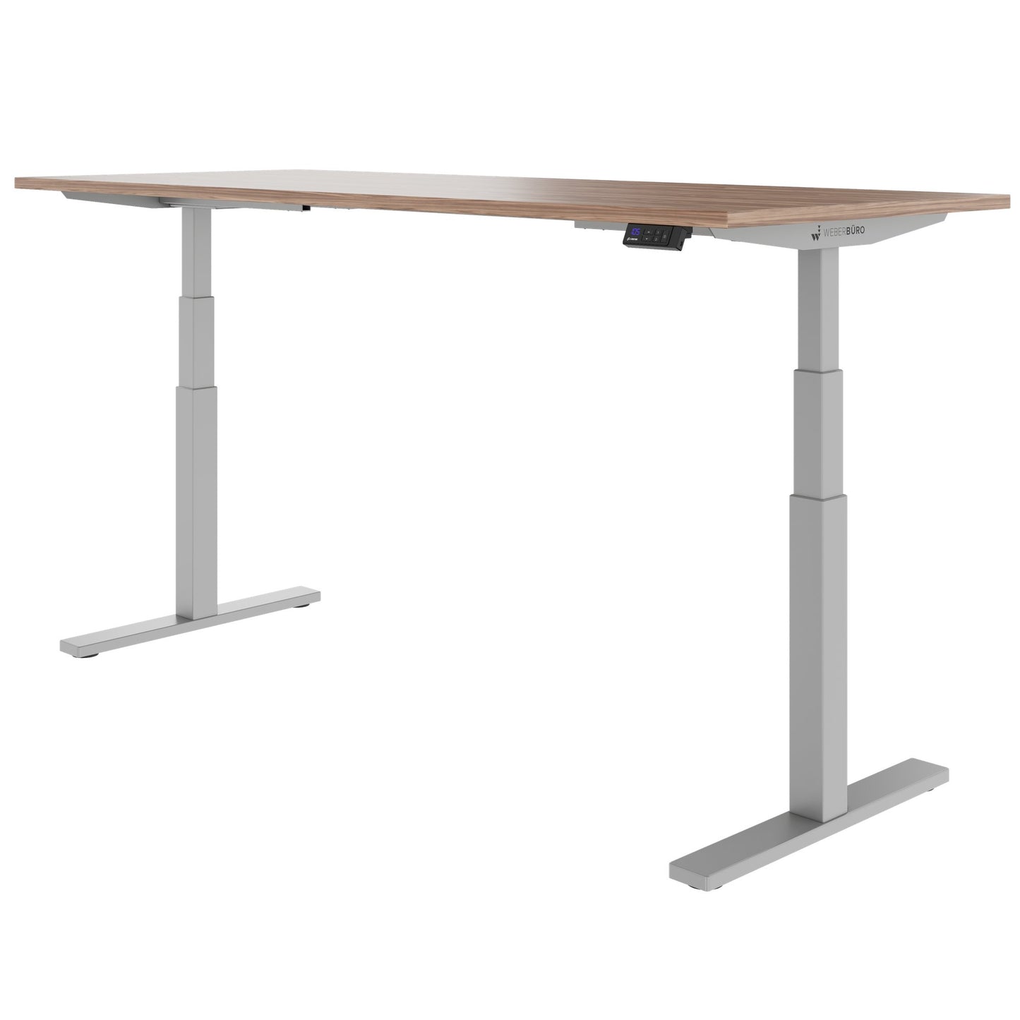TELDRA Office, 2-Motoren-Schreibtisch | 1600 - 1800 x 800 mm, elektrisch höhenverstellbar, Echtholz-Furnier Nussbaum