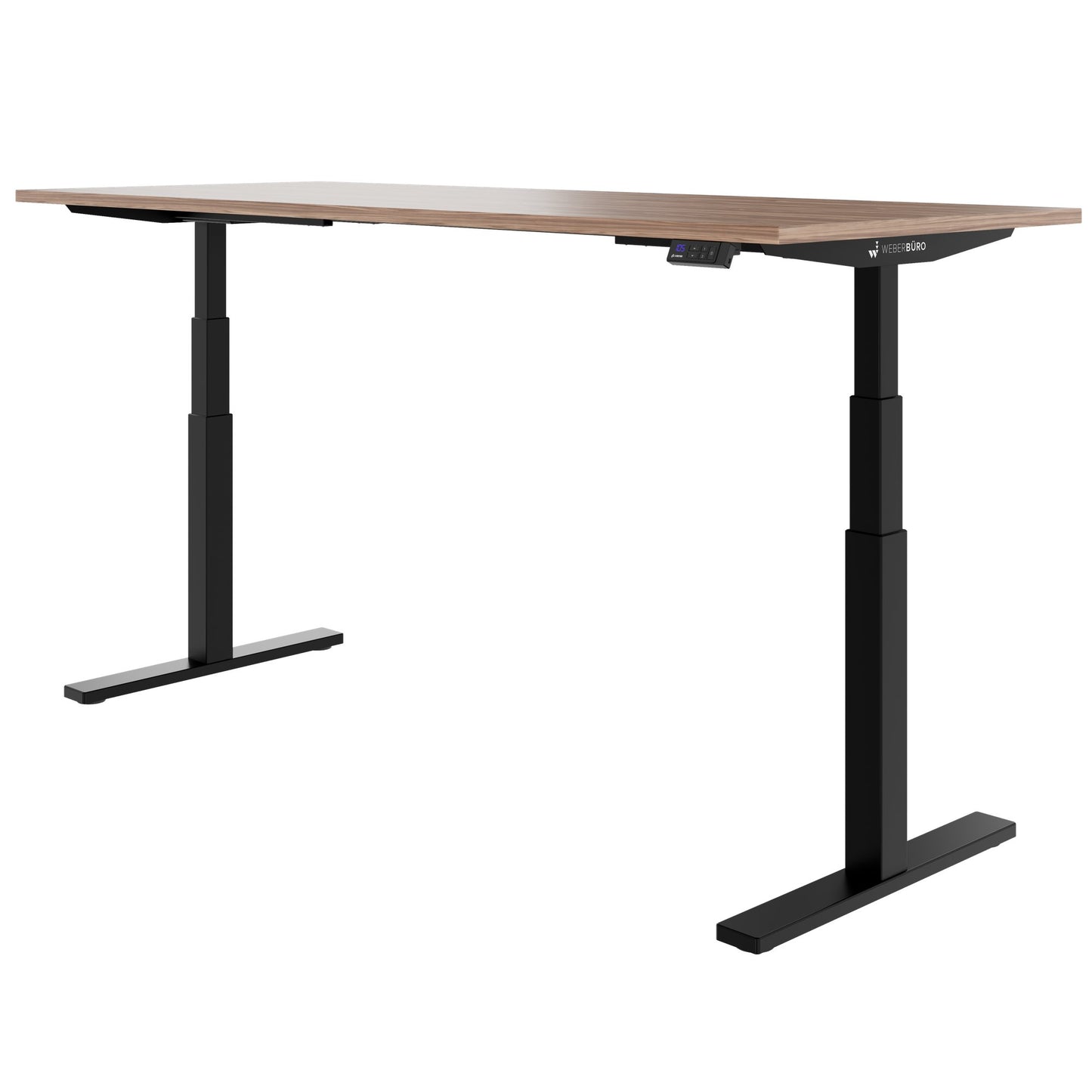TELDRA Office, 2-Motoren-Schreibtisch | 1600 - 1800 x 800 mm, elektrisch höhenverstellbar, Echtholz-Furnier Nussbaum