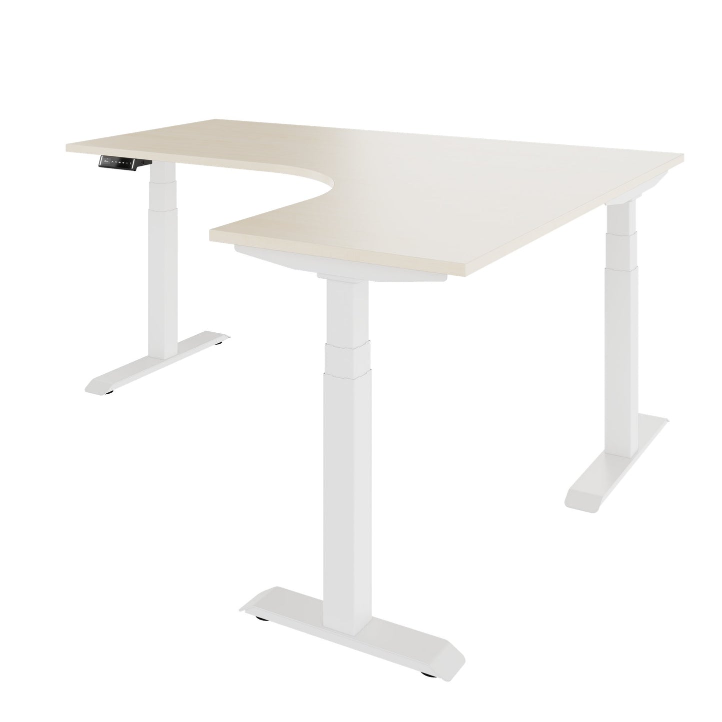 TELDRA Pro, 3-motor angle desk table | 1800 x 1600 mm, electrically height adjustable, maple