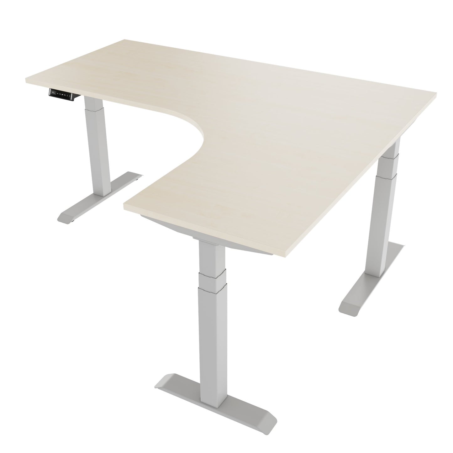 TELDRA Pro, 3-motor angle desk table | 1800 x 1600 mm, electrically height adjustable, maple