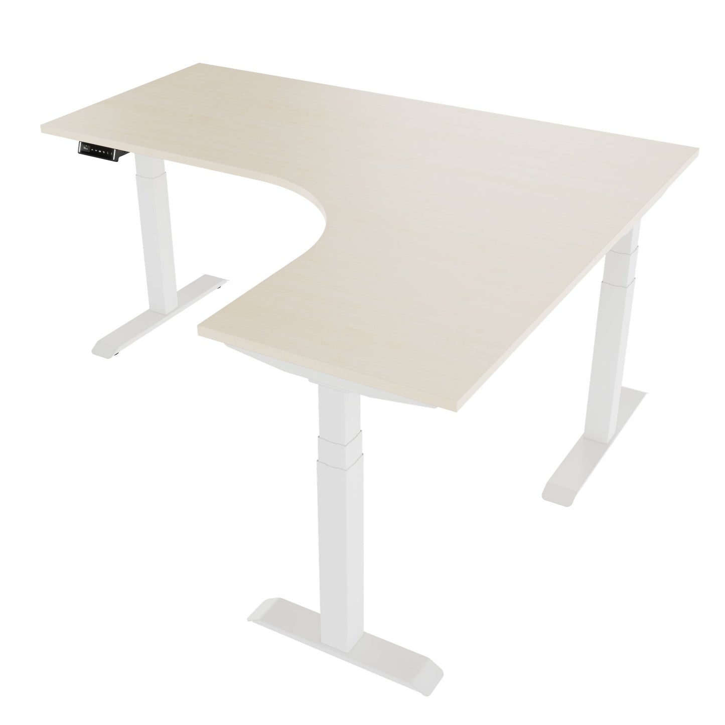 TELDRA Pro, 3-motor angle desk table | 1800 x 1600 mm, electrically height adjustable, maple
