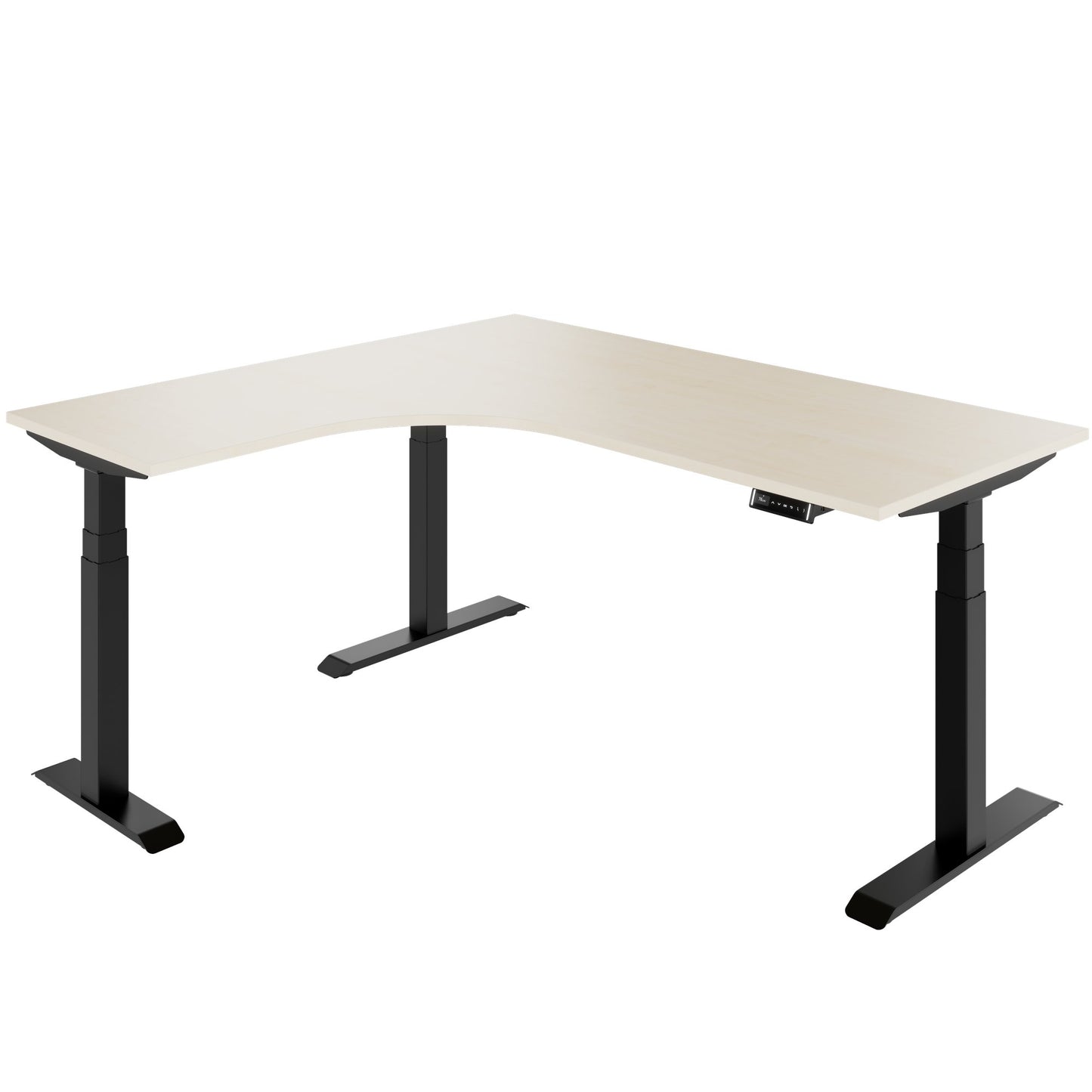 TELDRA Pro, 3-motor angle desk table | 1800 x 1600 mm, electrically height adjustable, maple