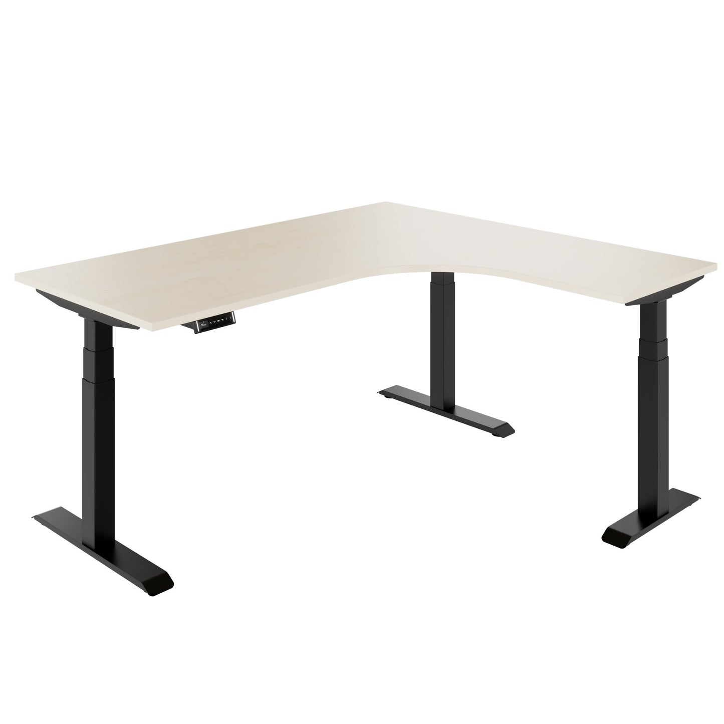TELDRA Pro, Tabella da scrivania angolare a 3 motori | 1800 x 1600 mm, regolabile in altezza elettricamente, acero