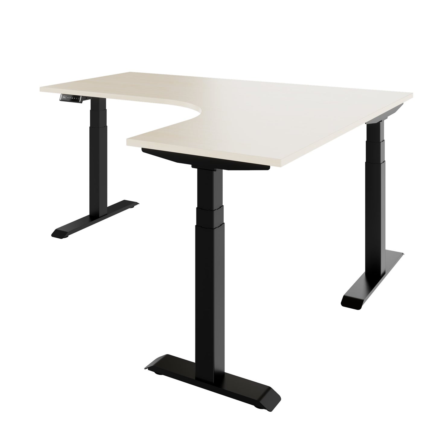 TELDRA Pro, 3-motor angle desk table | 1800 x 1600 mm, electrically height adjustable, maple