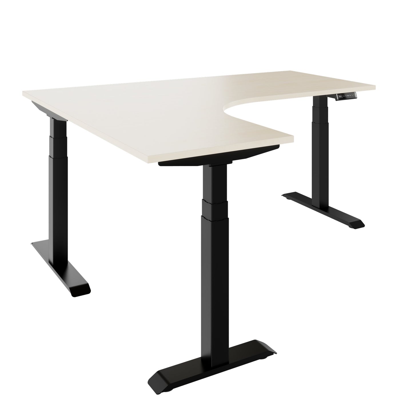 TELDRA Pro, 3-motor angle desk table | 1800 x 1600 mm, electrically height adjustable, maple