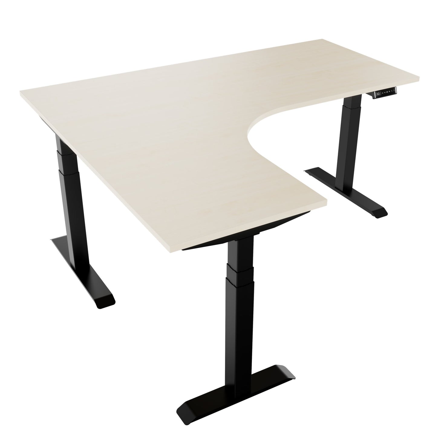 TELDRA Pro, 3-motor angle desk table | 1800 x 1600 mm, electrically height adjustable, maple