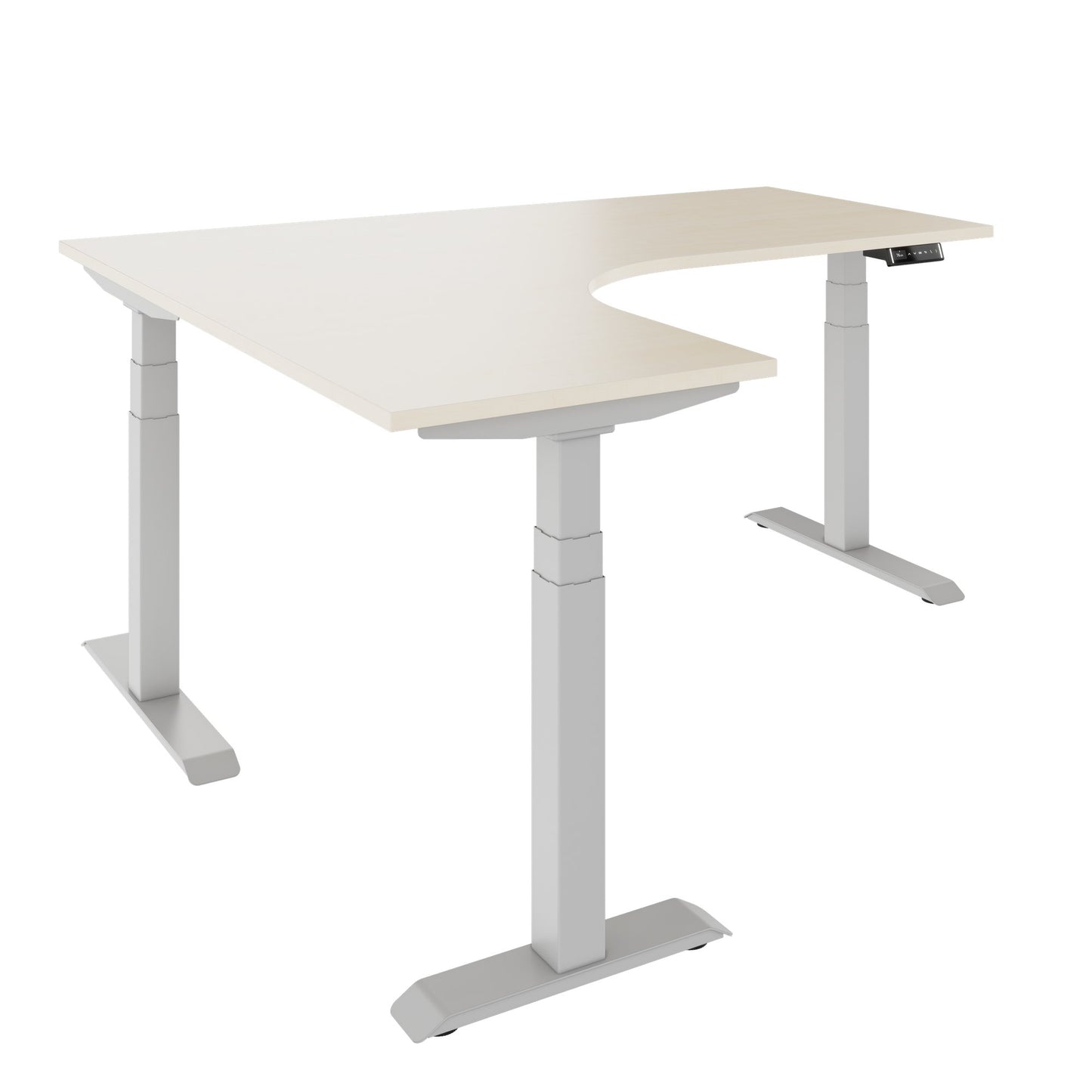 TELDRA Pro, 3-motor angle desk table | 1800 x 1600 mm, electrically height adjustable, maple