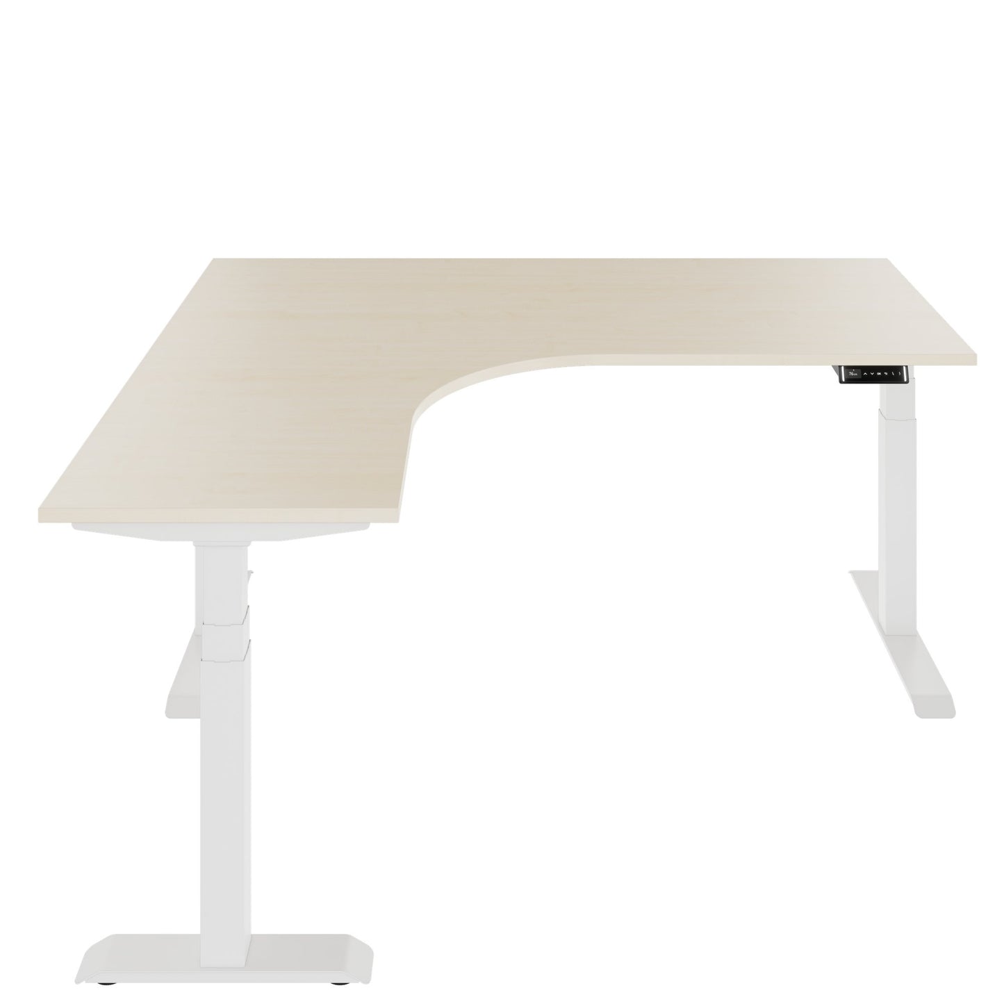 TELDRA Pro, Tabella da scrivania angolare a 3 motori | 1800 x 1600 mm, regolabile in altezza elettricamente, acero