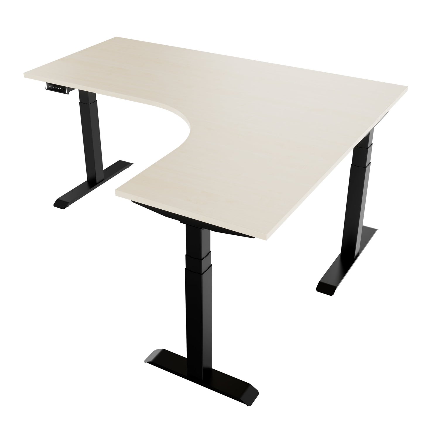TELDRA Pro, 3-motor angle desk table | 1800 x 1600 mm, electrically height adjustable, maple