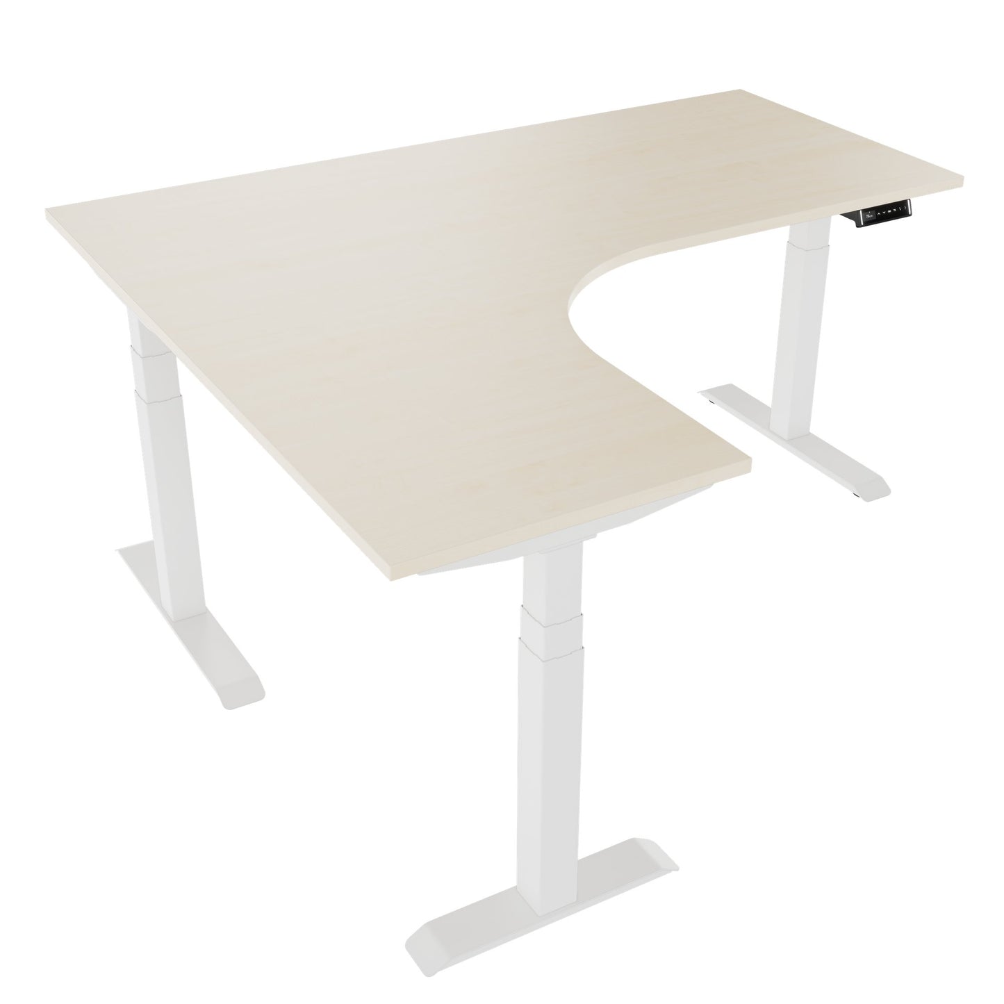 TELDRA Pro, 3-motor angle desk table | 1800 x 1600 mm, electrically height adjustable, maple