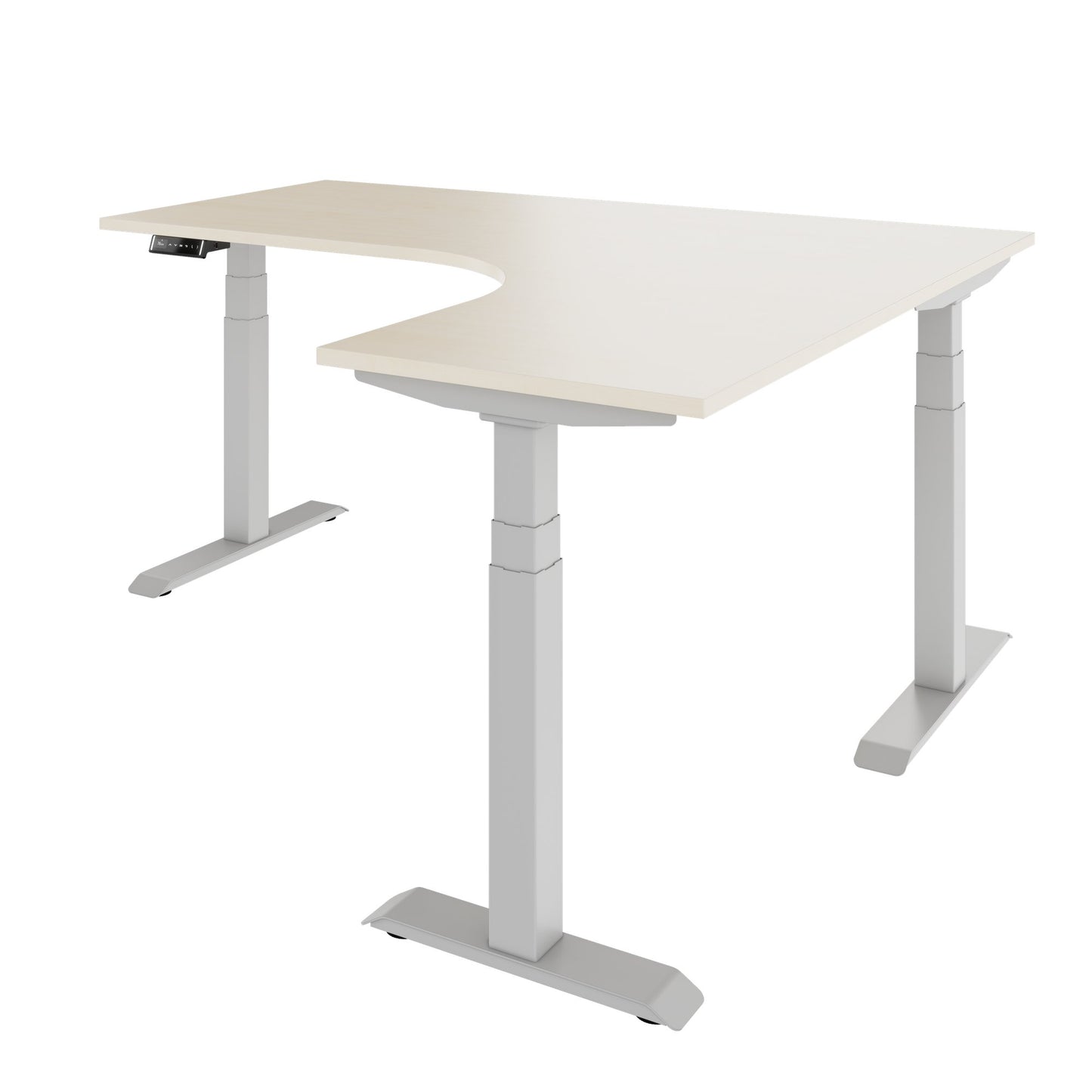 TELDRA Pro, 3-motor angle desk table | 1800 x 1600 mm, electrically height adjustable, maple