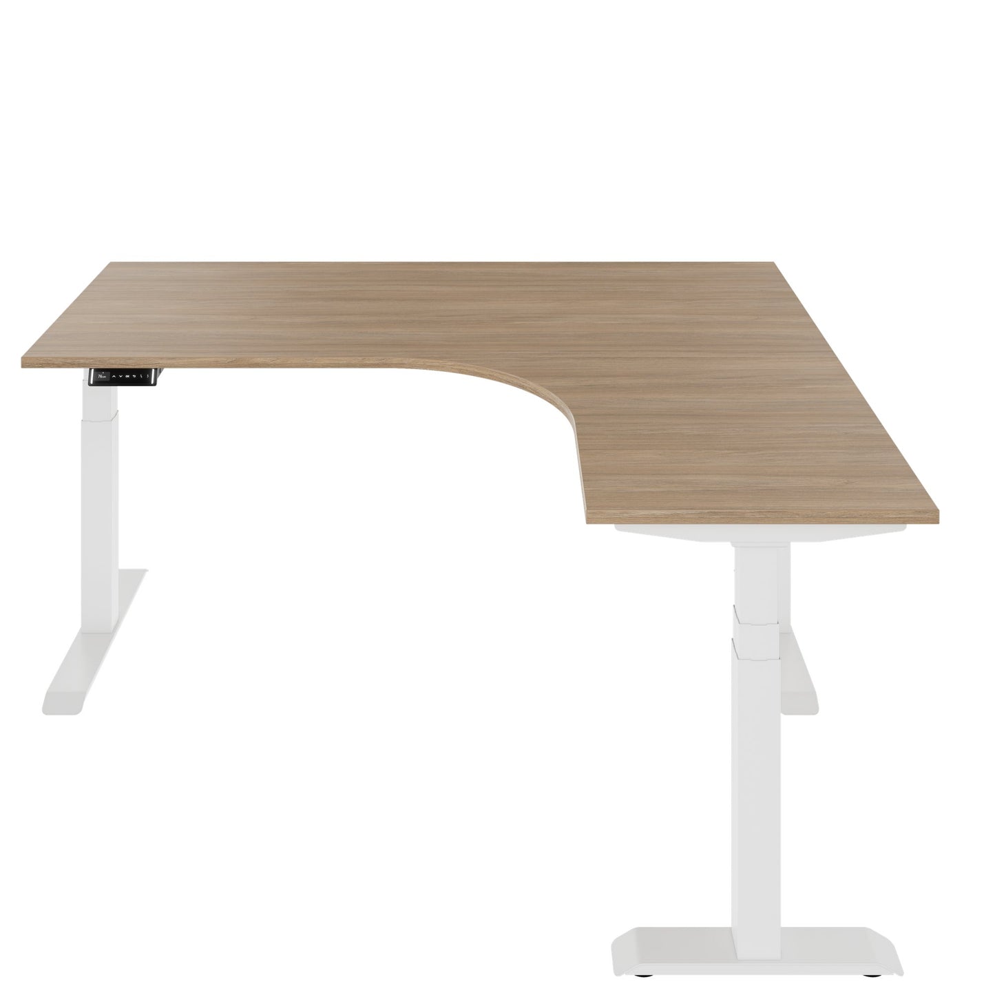TELDRA Pro, 3-Motoren-Winkelschreibtisch | 1800 x 1600 mm, elektrisch höhenverstellbar, Bernsteineiche