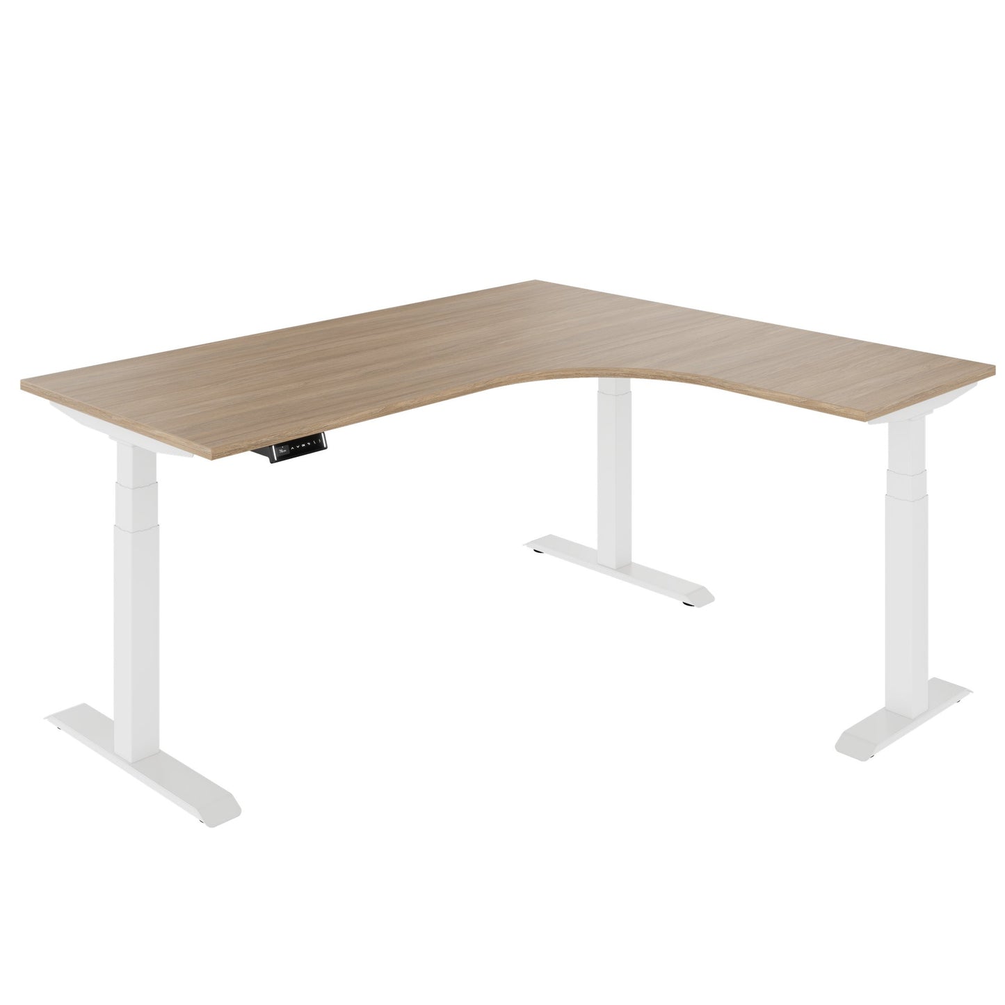 TELDRA Pro, 3-Motoren-Winkelschreibtisch | 1800 x 1600 mm, elektrisch höhenverstellbar, Bernsteineiche