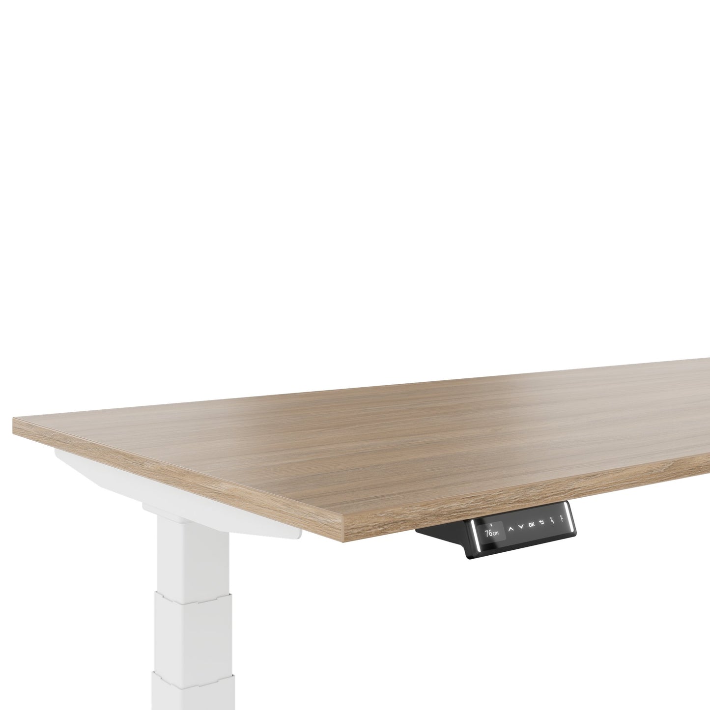 TELDRA Pro, 3-Motoren-Winkelschreibtisch | 1800 x 1600 mm, elektrisch höhenverstellbar, Bernsteineiche