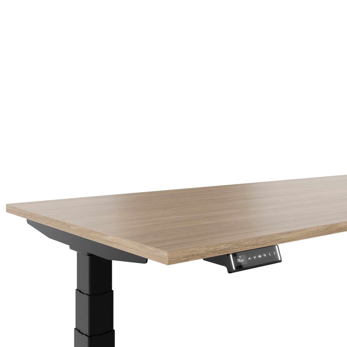 TELDRA Pro, 3-Motoren-Winkelschreibtisch | 1800 x 1600 mm, elektrisch höhenverstellbar, Bernsteineiche