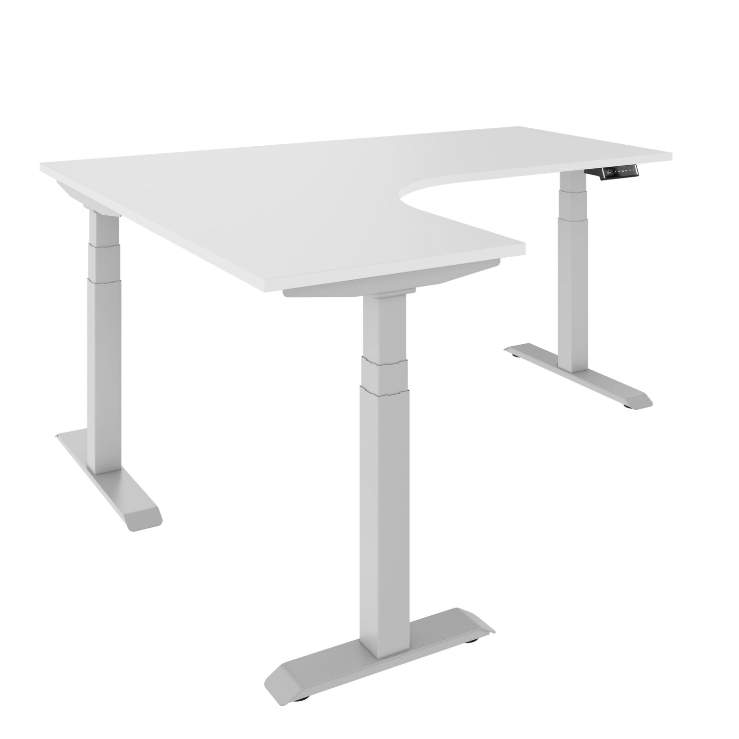 TELDRA Pro, 3-motor angle desk table | 1800 x 1600 mm, electrically height adjustable, white