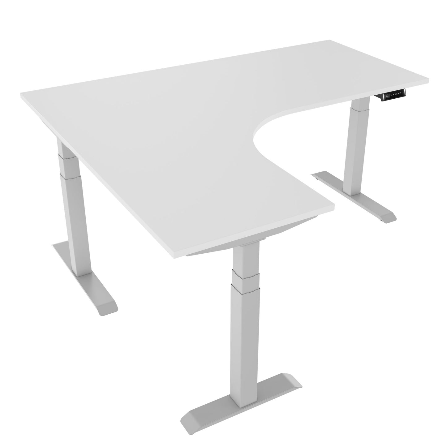 TELDRA Pro, 3-motor angle desk table | 1800 x 1600 mm, electrically height adjustable, white