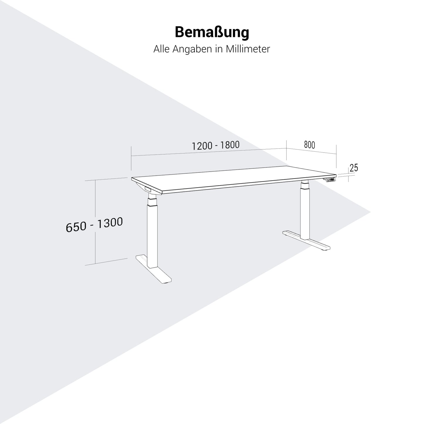 TELDRA Pro, 2-Motoren-Schreibtisch | 1200 - 1800 mm, elektrisch höhenverstellbar, Perlgrau
