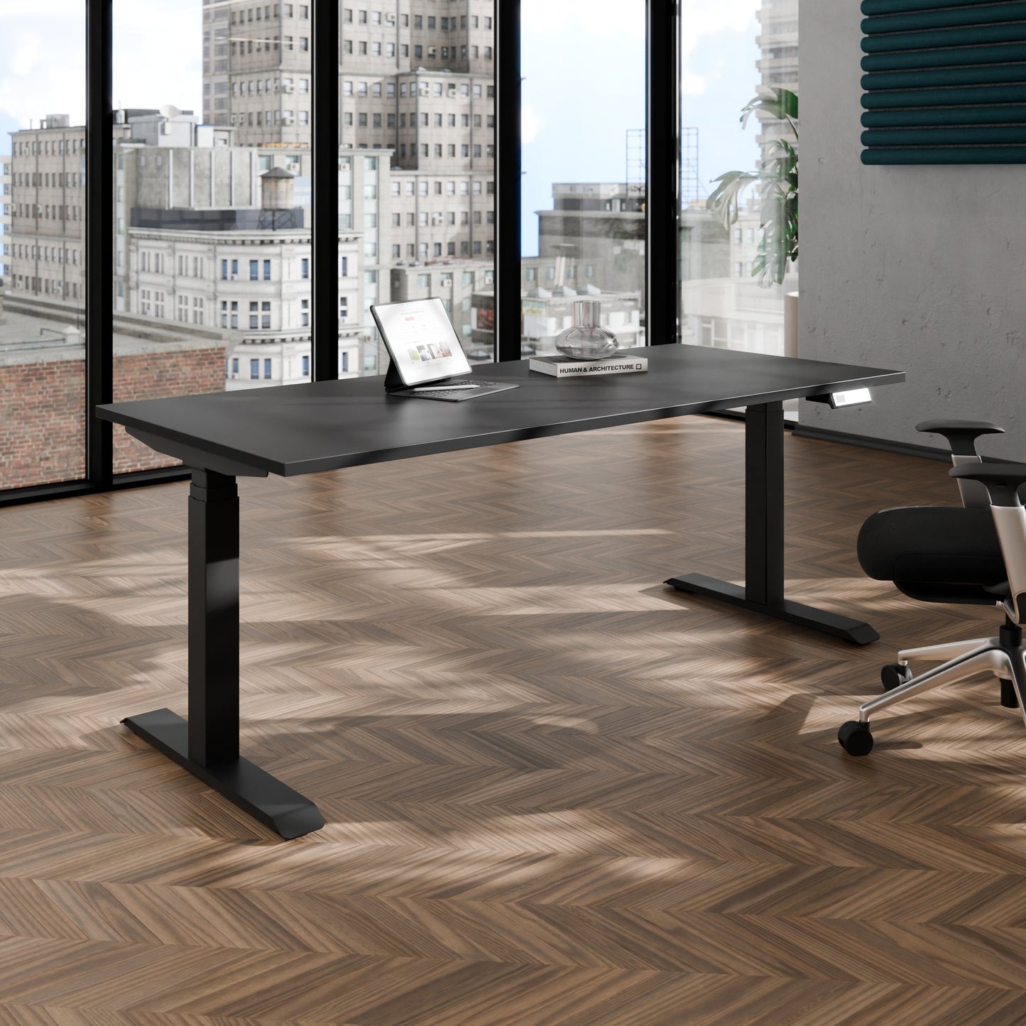 TELDRA Pro, Bureau à 2 moteurs | 1600 - 1800 mm, réglable à hauteur électrique, anthracite