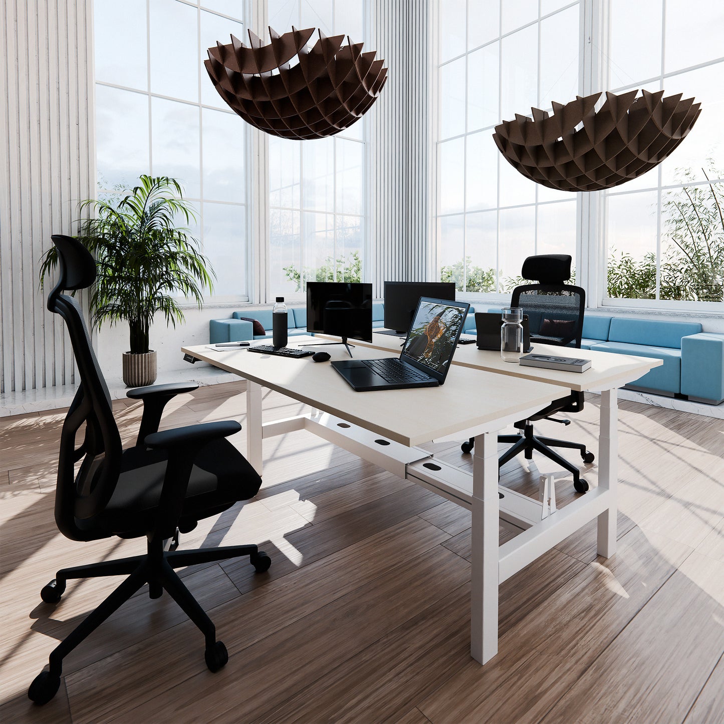 TELDRA Pro Team Desk | 1600-1800 mm, electrically height-adjustable, maple