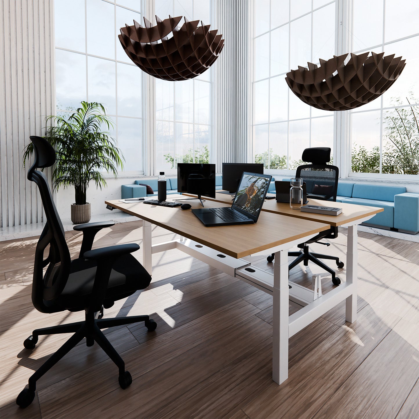 Bureau TELDRA Pro Team | 1600-1800 mm, réglable en hauteur électriquement, placage-chêne-véritable