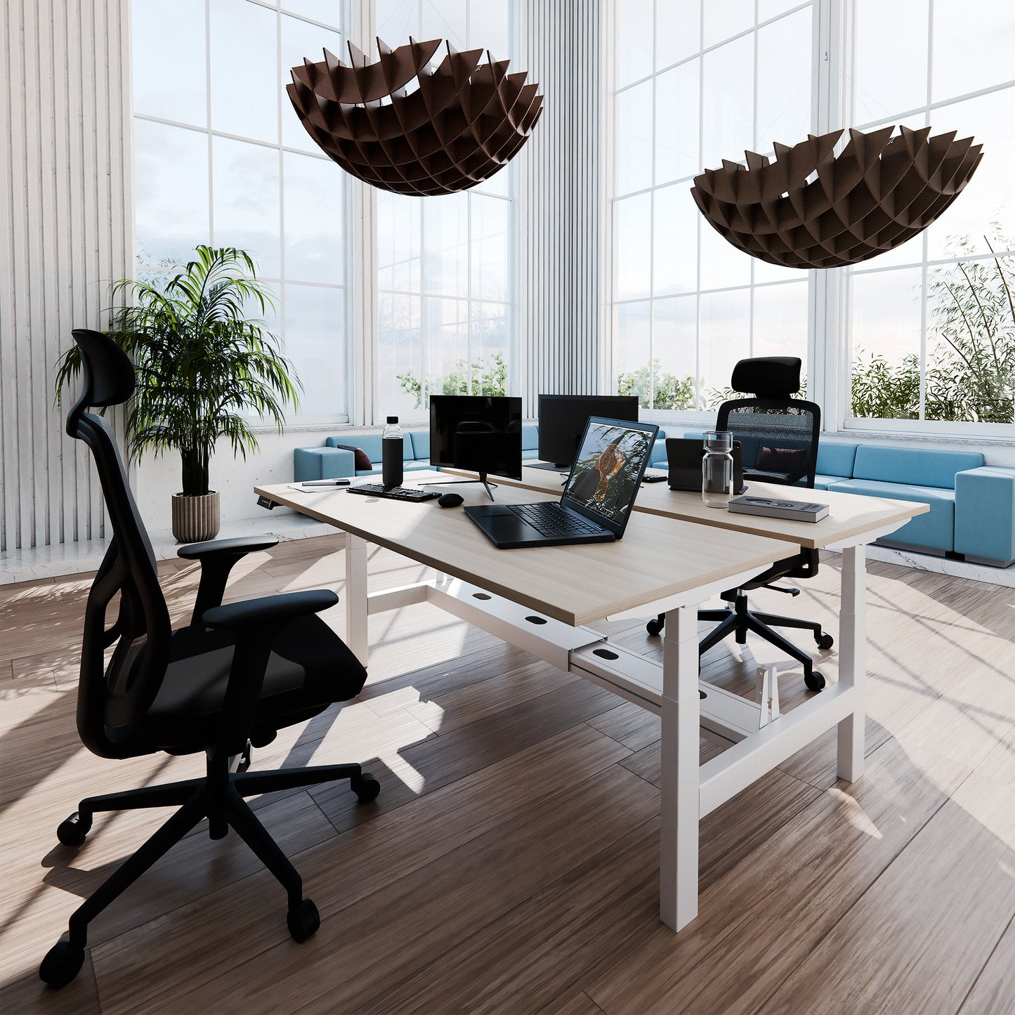 Bureau TELDRA Pro Team | 1600-1800 mm, réglable en hauteur électriquement, frêne sable