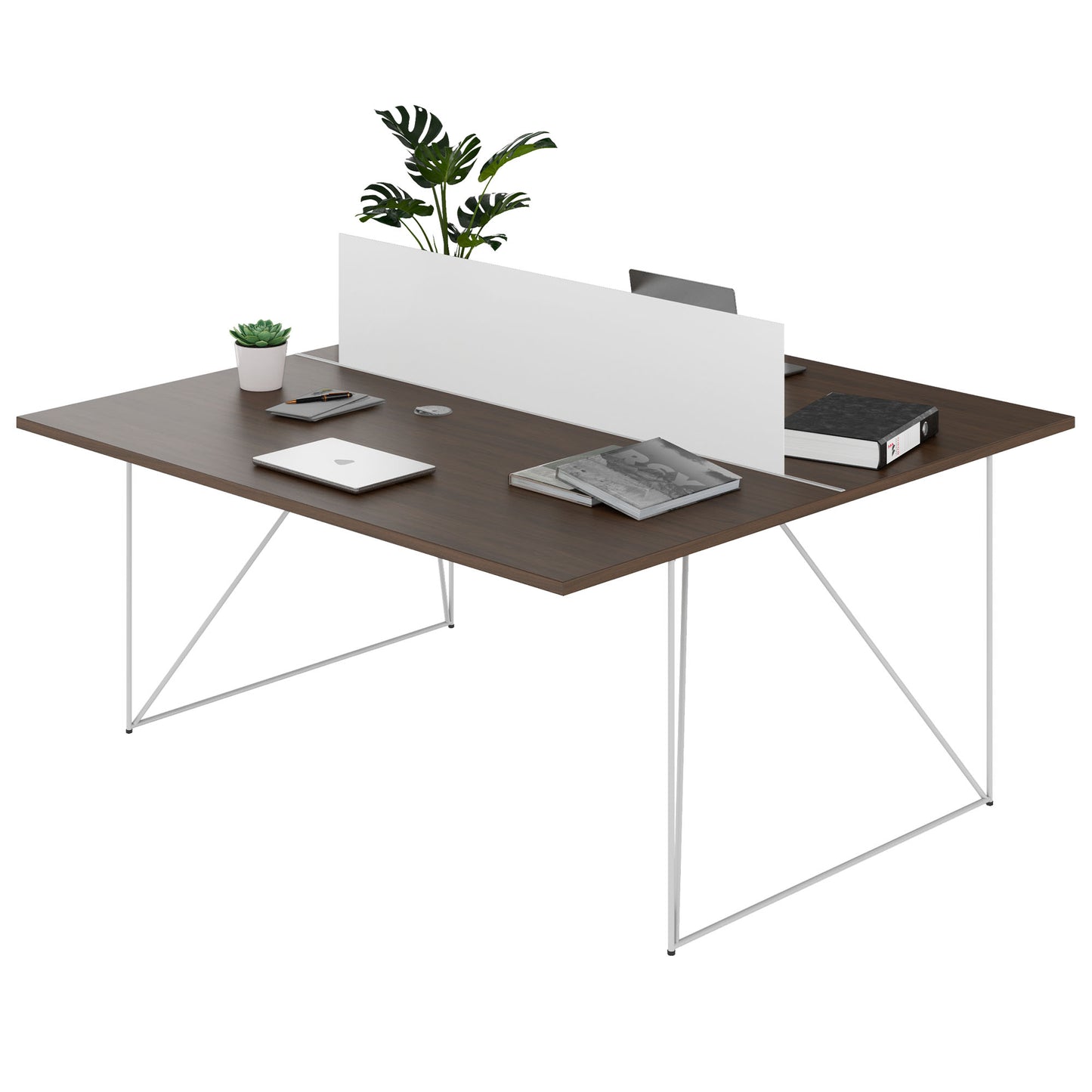 AIR DUO team desk | 1600 x 1600 mm, electrified, walnut