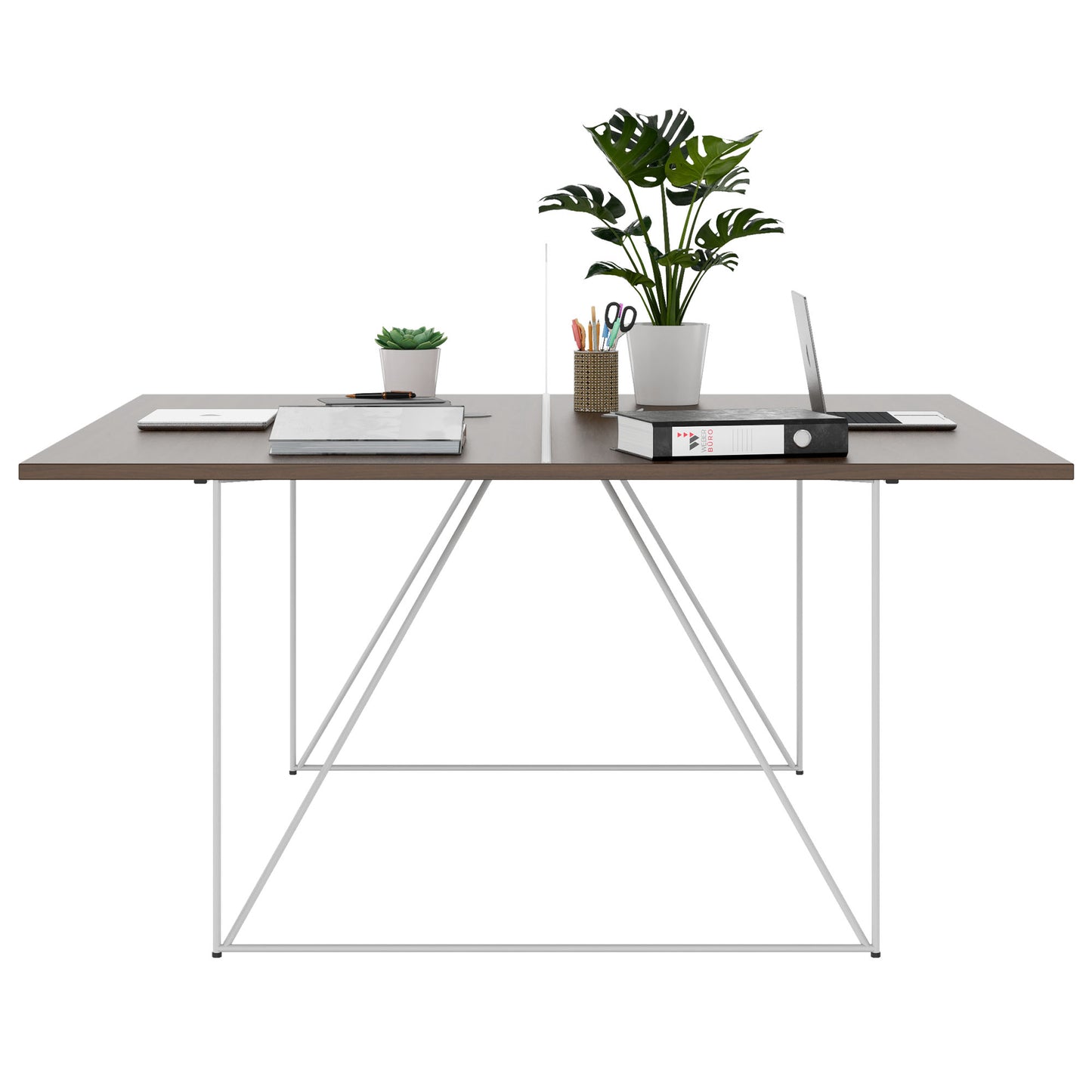 AIR DUO team desk | 1600 x 1600 mm, electrified, walnut
