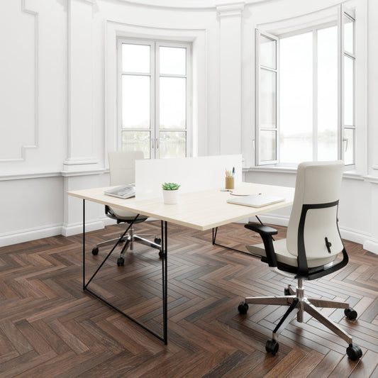 AIR DUO team desk | 1600 x 1600 mm, electrified, sand ash