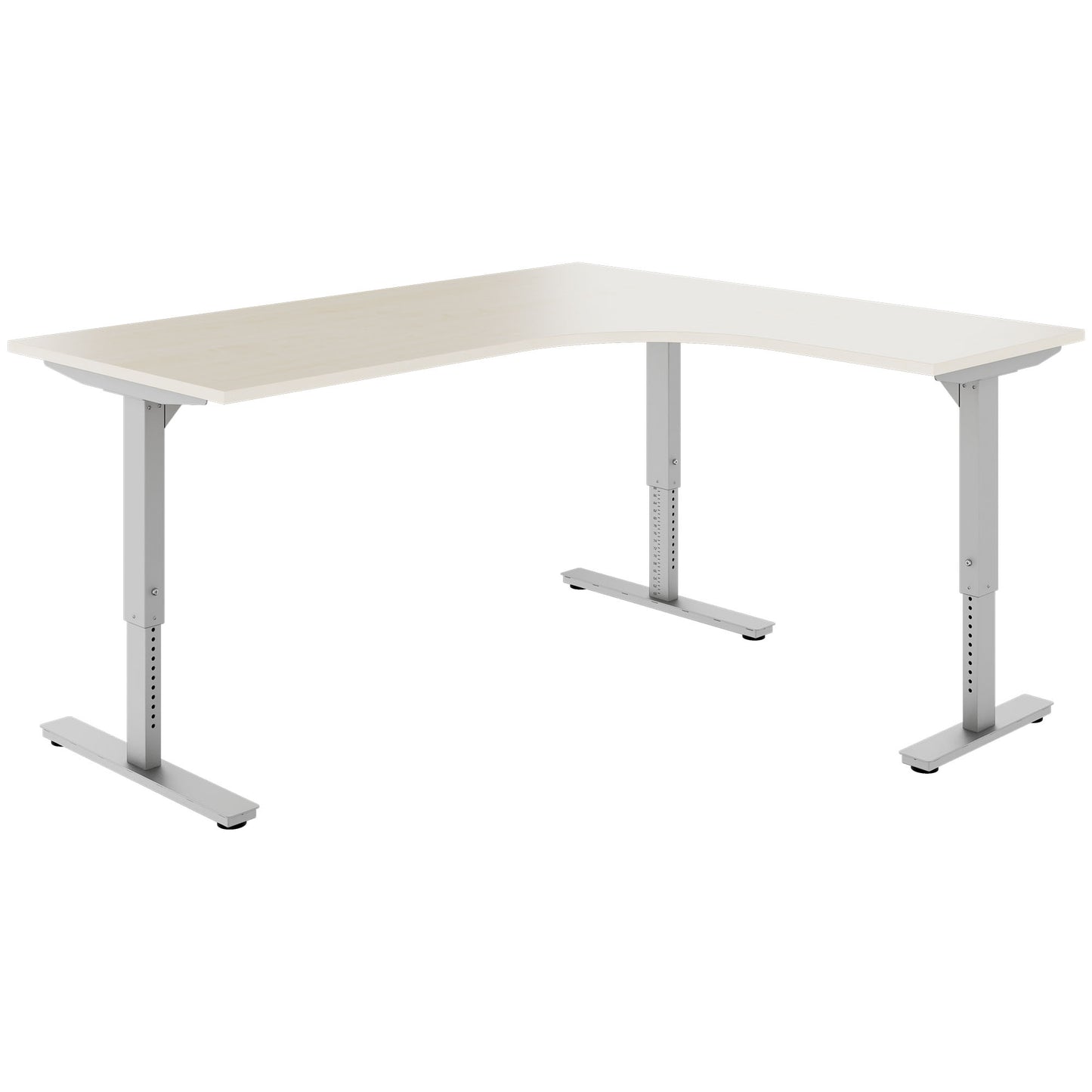 SCALE angle desk | 1800 x 1600 mm, manually height adjustable, maple
