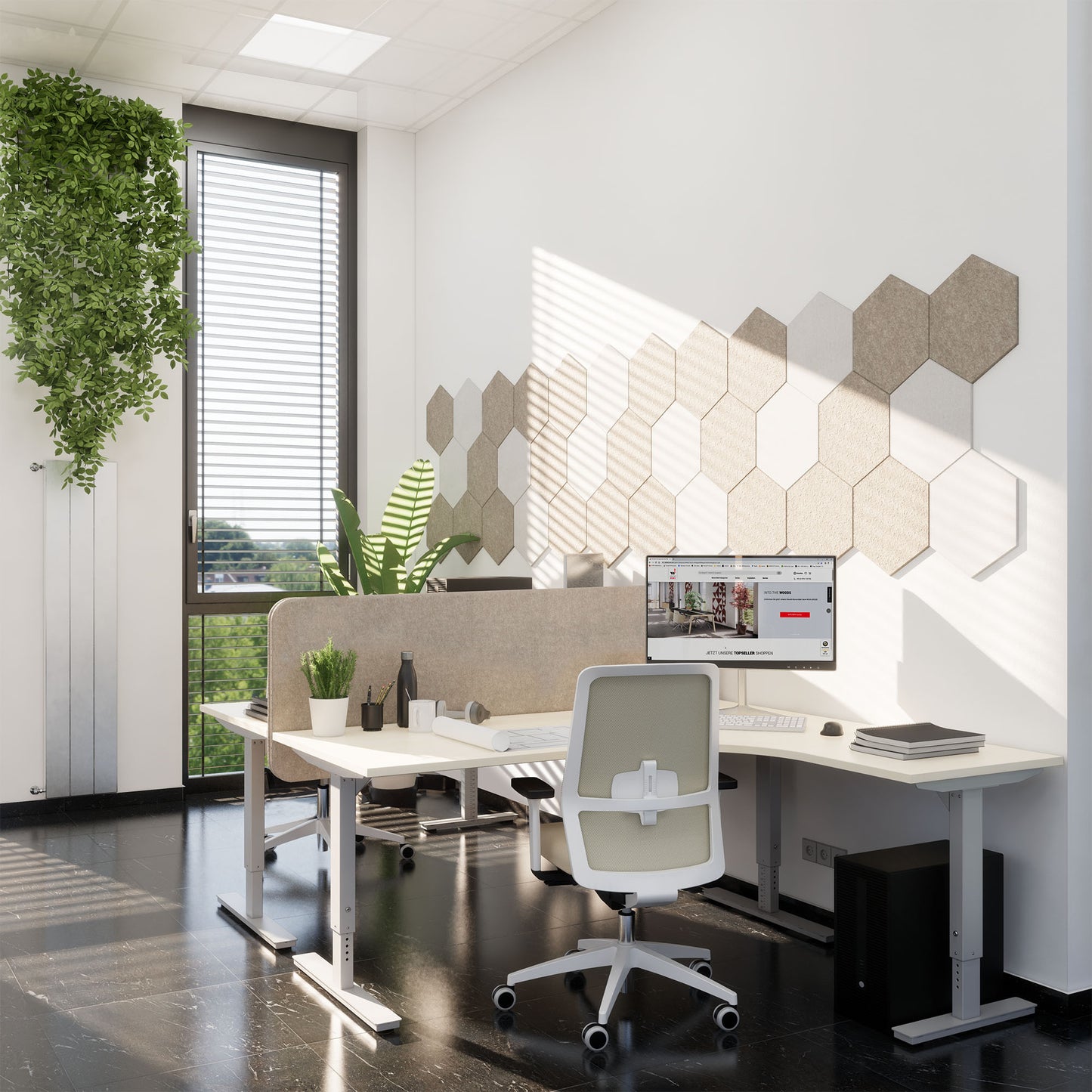 Scale Angular Desk | 1800 x 1600 mm, réglable manuellement à la hauteur, érable