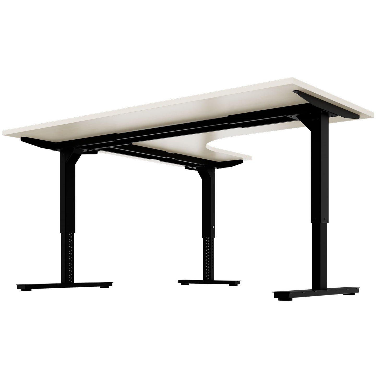 Scale Angular Desk | 1800 x 1600 mm, réglable manuellement à la hauteur, érable