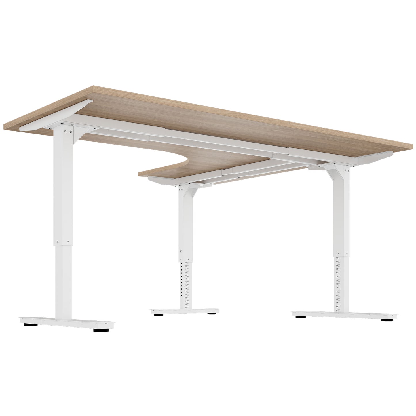 SCALE angle desk | 1800 x 1600 mm, manually height adjustable, amber oak