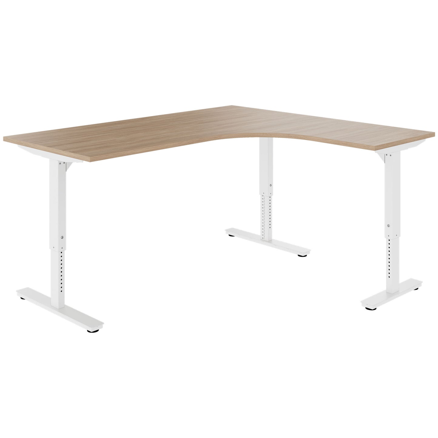 SCALE angle desk | 1800 x 1600 mm, manually height adjustable, amber oak