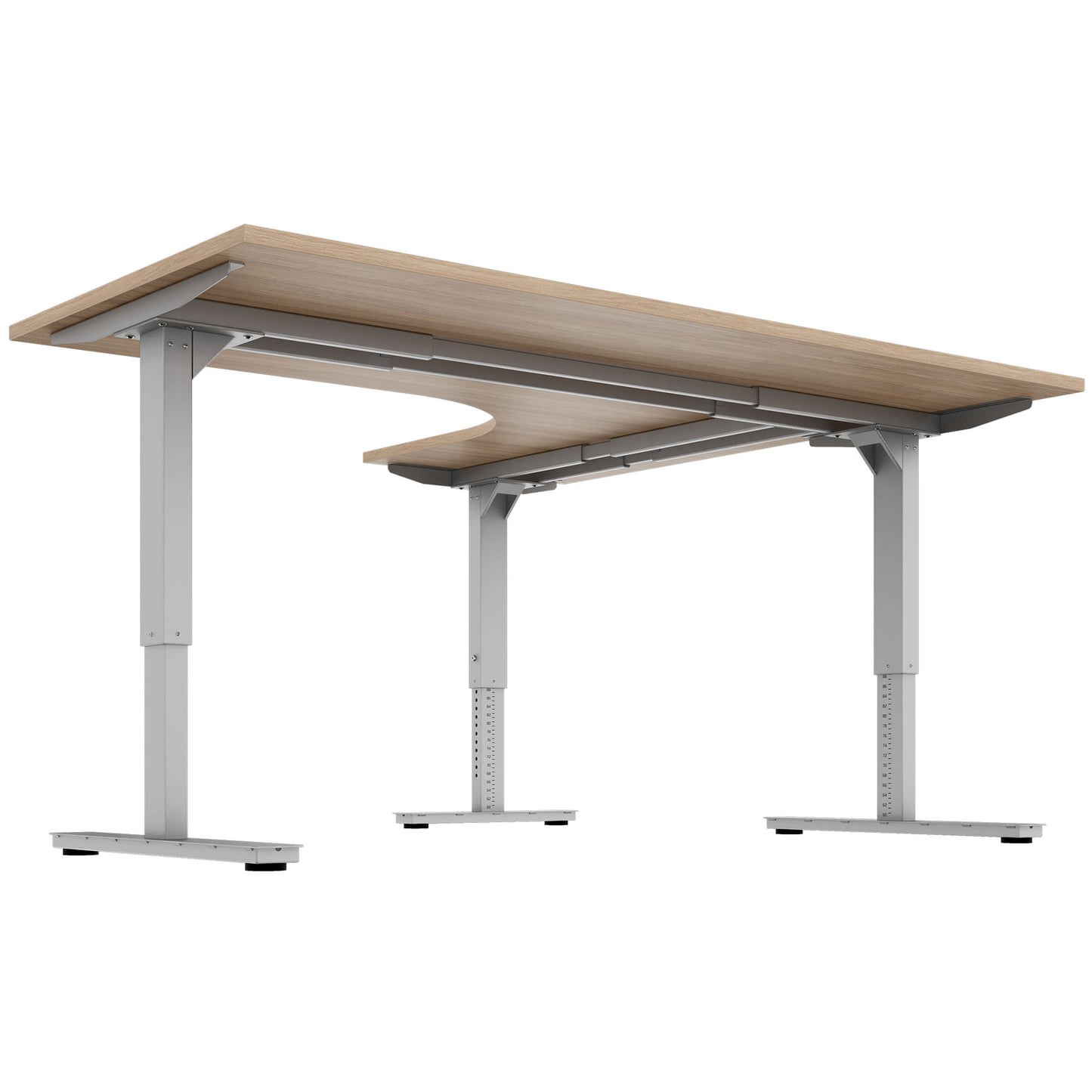 Scale Angular Desk | 1800 x 1600 mm, réglable manuellement à hauteur, chêne ambre