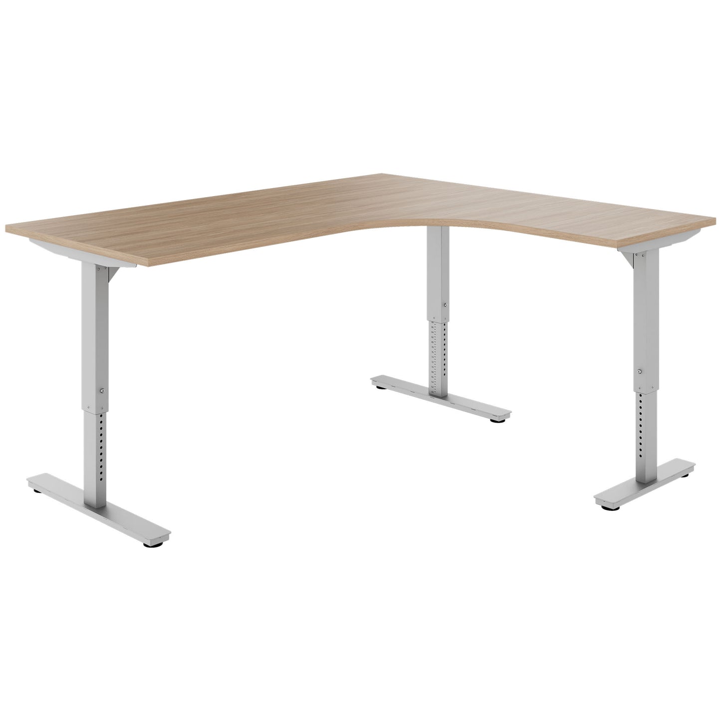 SCALE angle desk | 1800 x 1600 mm, manually height adjustable, amber oak