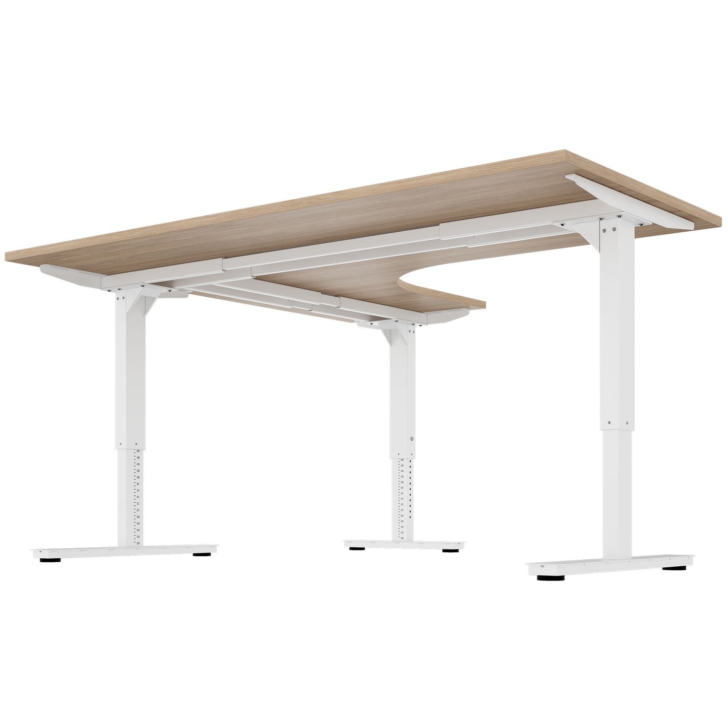 SCALE angle desk | 1800 x 1600 mm, manually height adjustable, amber oak