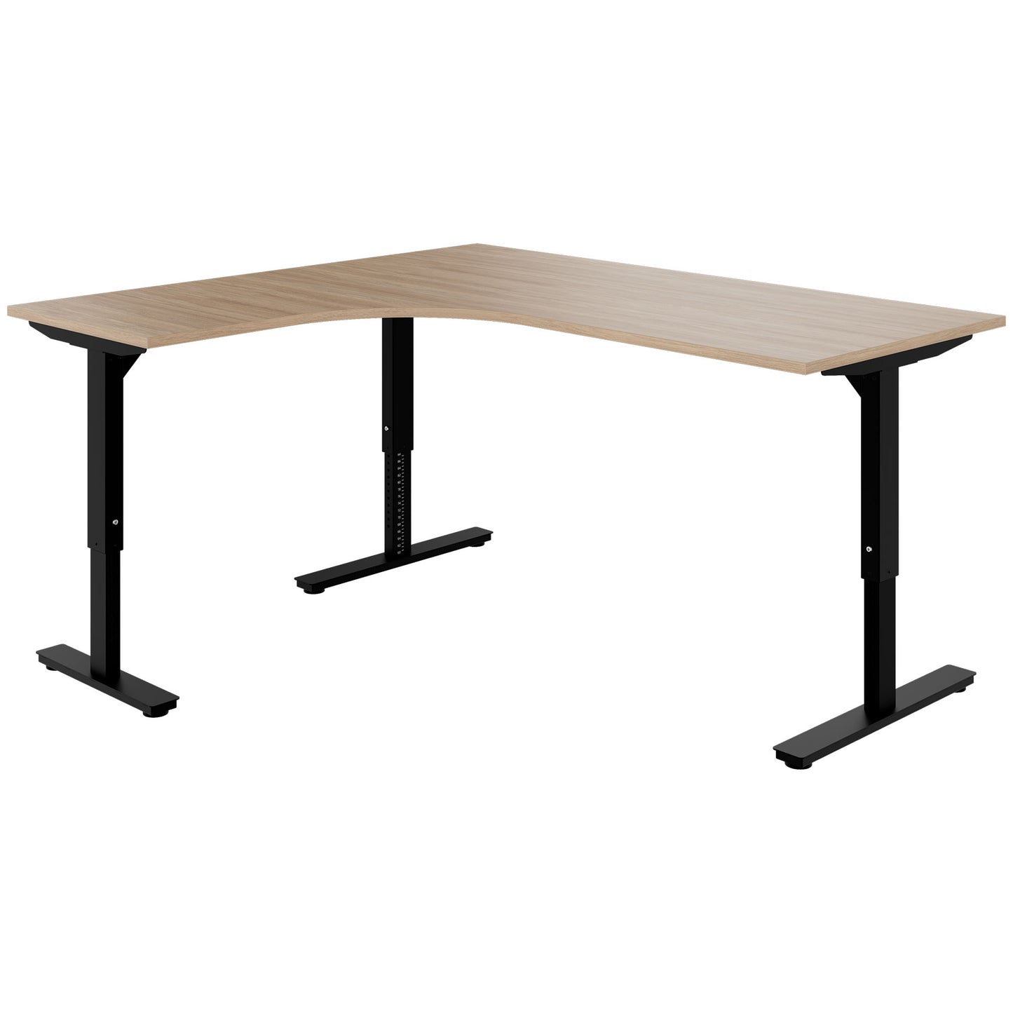 SCALE angle desk | 1800 x 1600 mm, manually height adjustable, amber oak