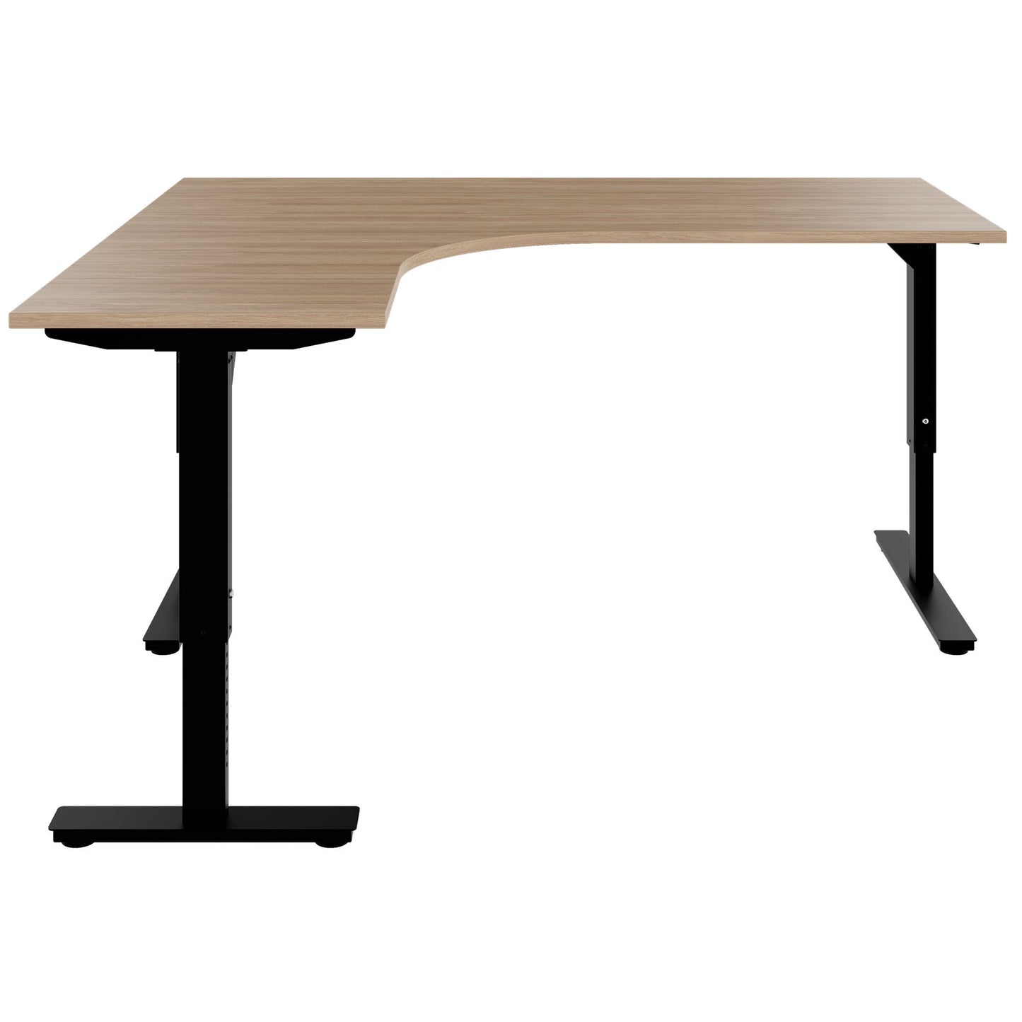 SCALE angle desk | 1800 x 1600 mm, manually height adjustable, amber oak