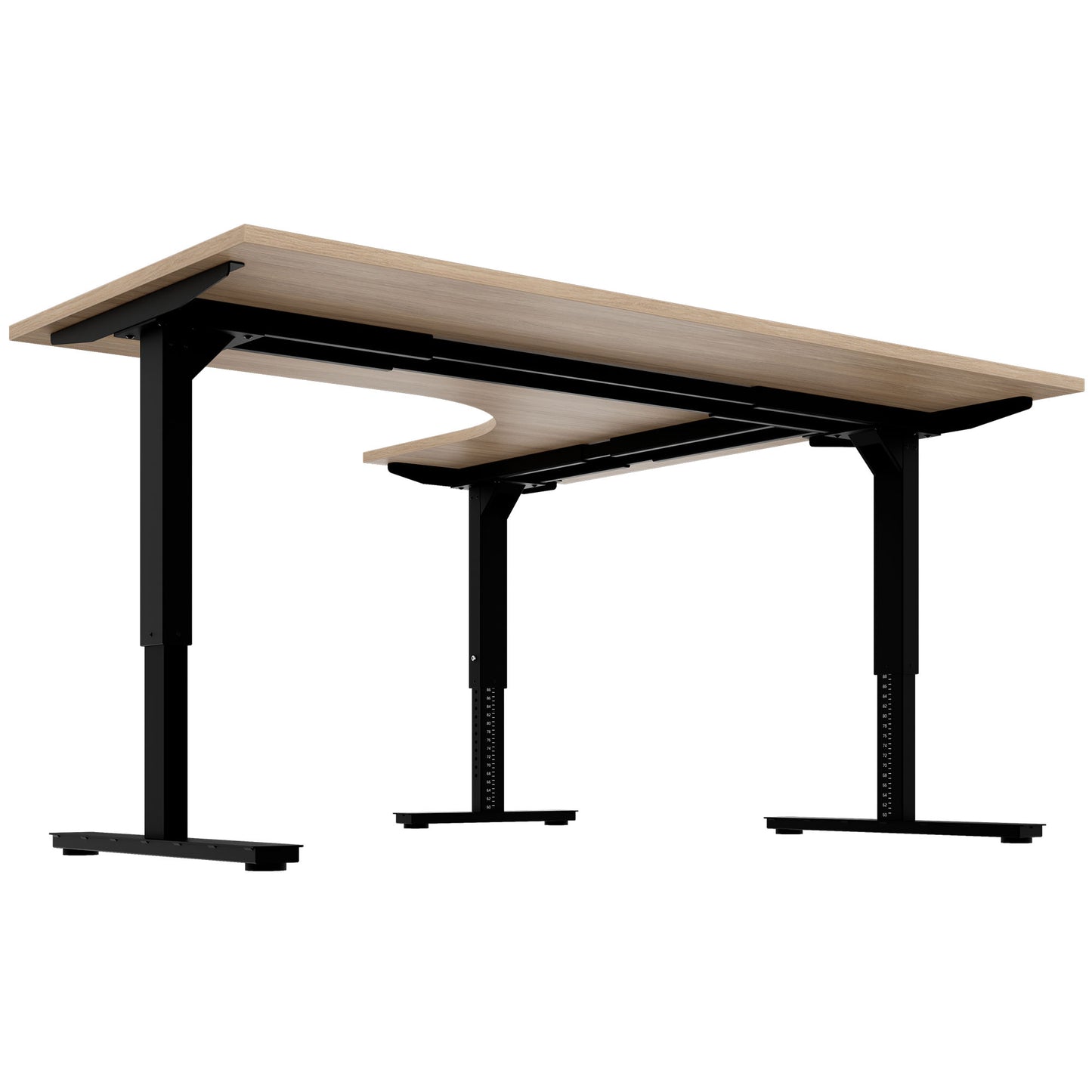 SCALE angle desk | 1800 x 1600 mm, manually height adjustable, amber oak