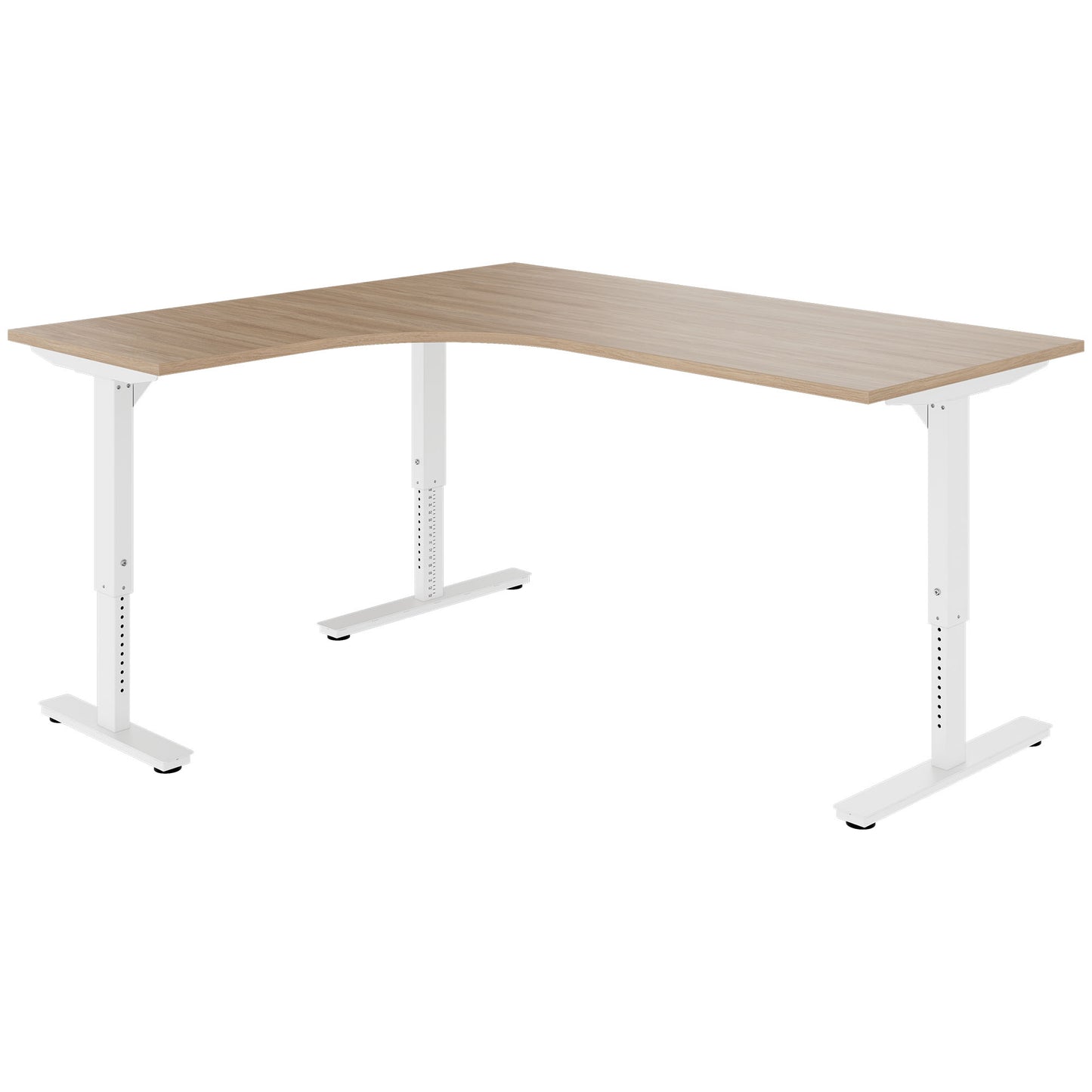 SCALE angle desk | 1800 x 1600 mm, manually height adjustable, amber oak