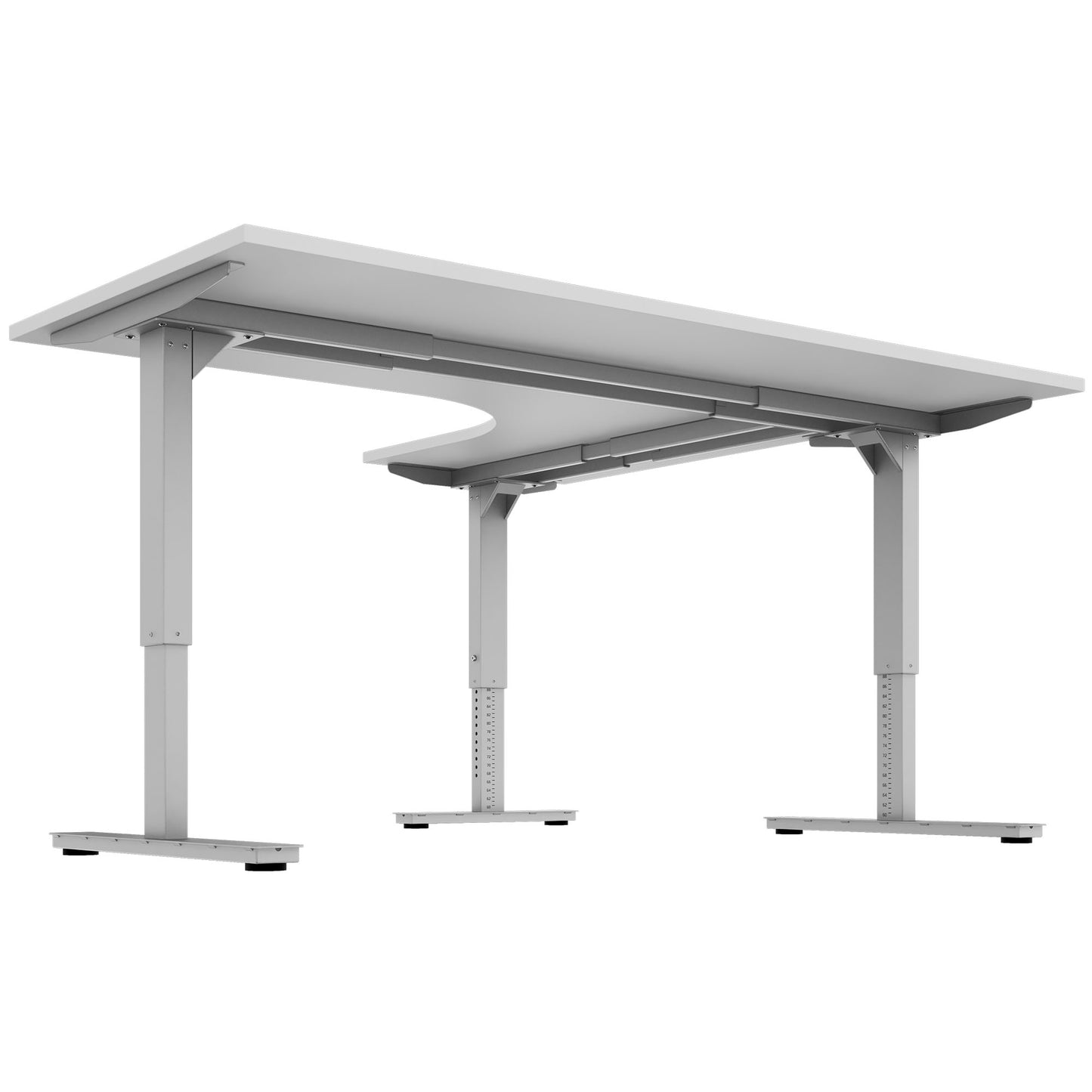 Scale Angular Desk | 1800 x 1600 mm, réglable manuellement à hauteur, gris perlé