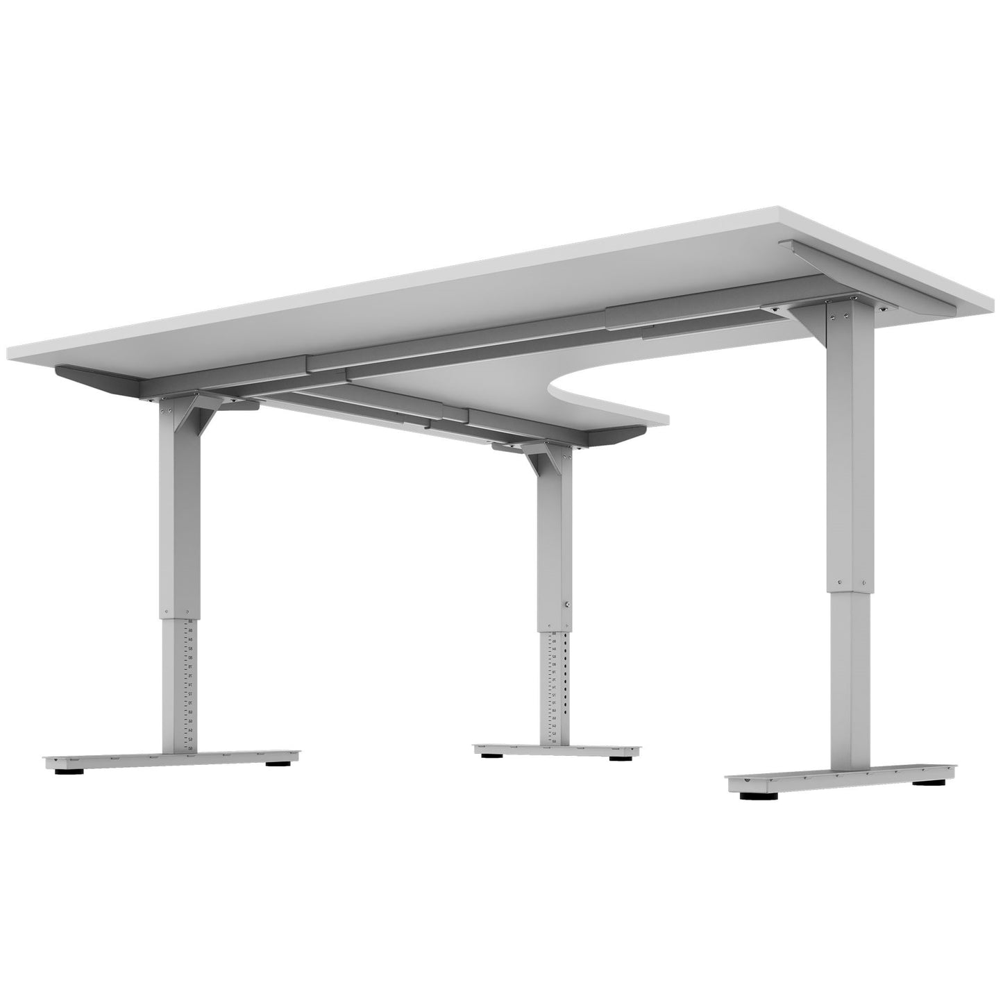 Scale Angular Desk | 1800 x 1600 mm, réglable manuellement à hauteur, gris perlé