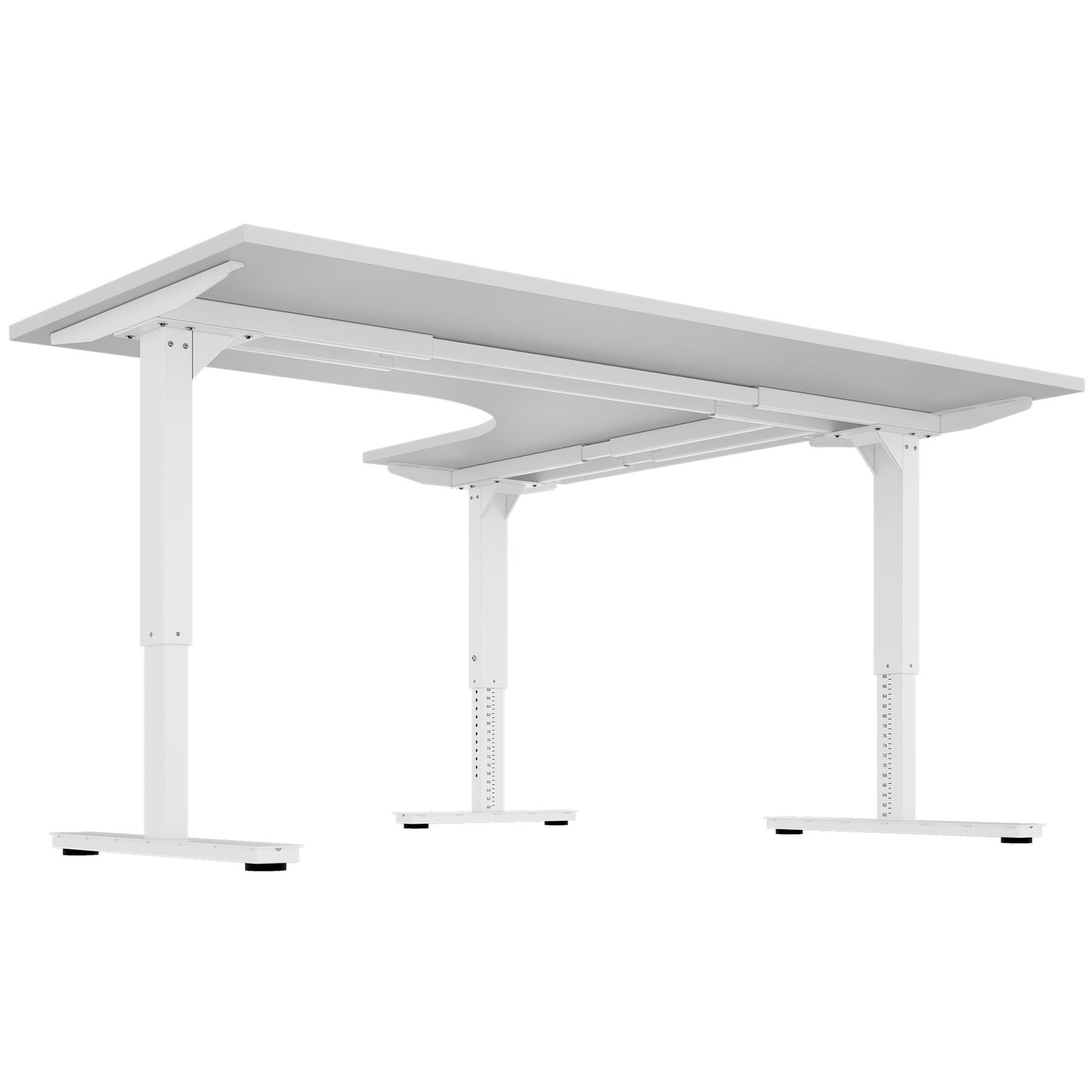 Scale Angular Desk | 1800 x 1600 mm, réglable manuellement à hauteur, gris perlé
